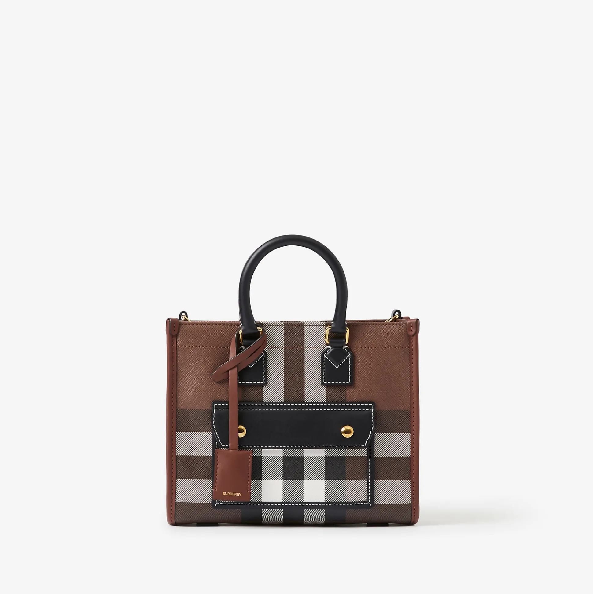 Sale Burberry Mini Freya Tote Darkbirchbrown