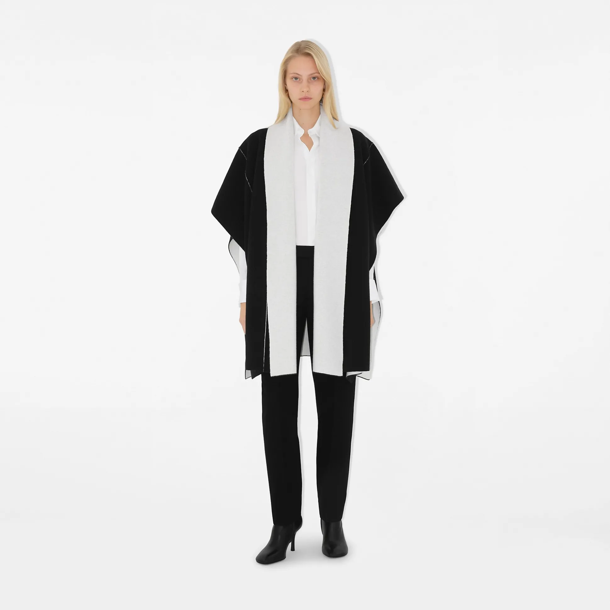 Outlet Burberry Mirrored Horse Wool Cashmere Blend Cape Black