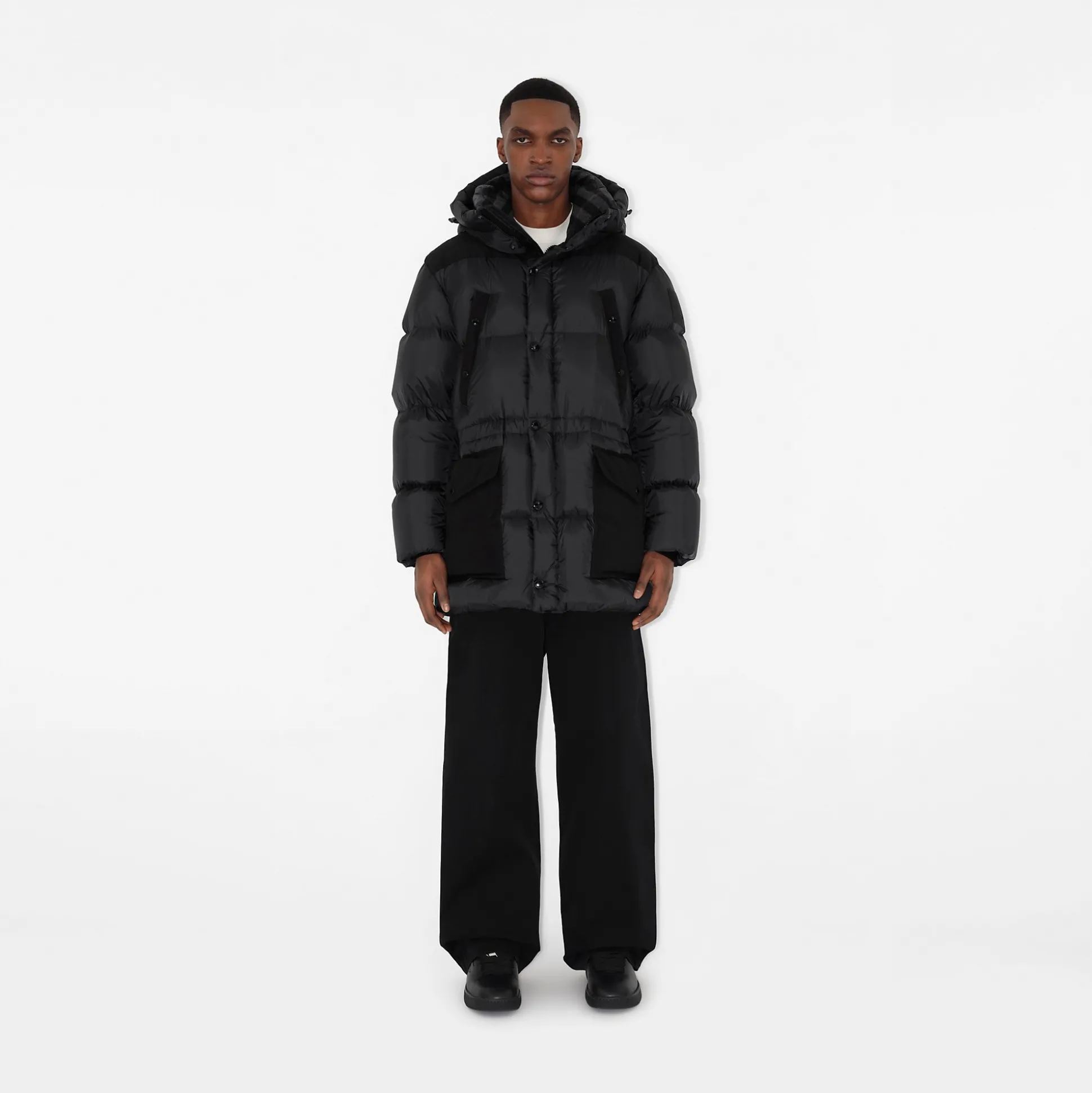 Best Burberry Nylon Puffer Coat Charcoalgrey