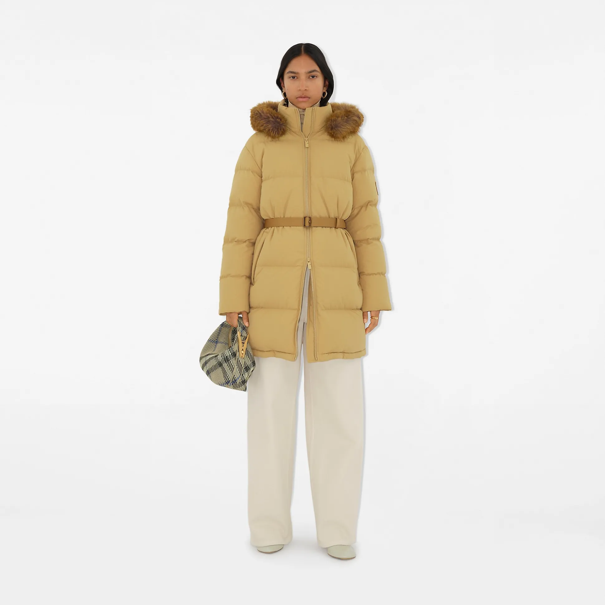 Clearance Burberry Nylon Puffer Coat Flax