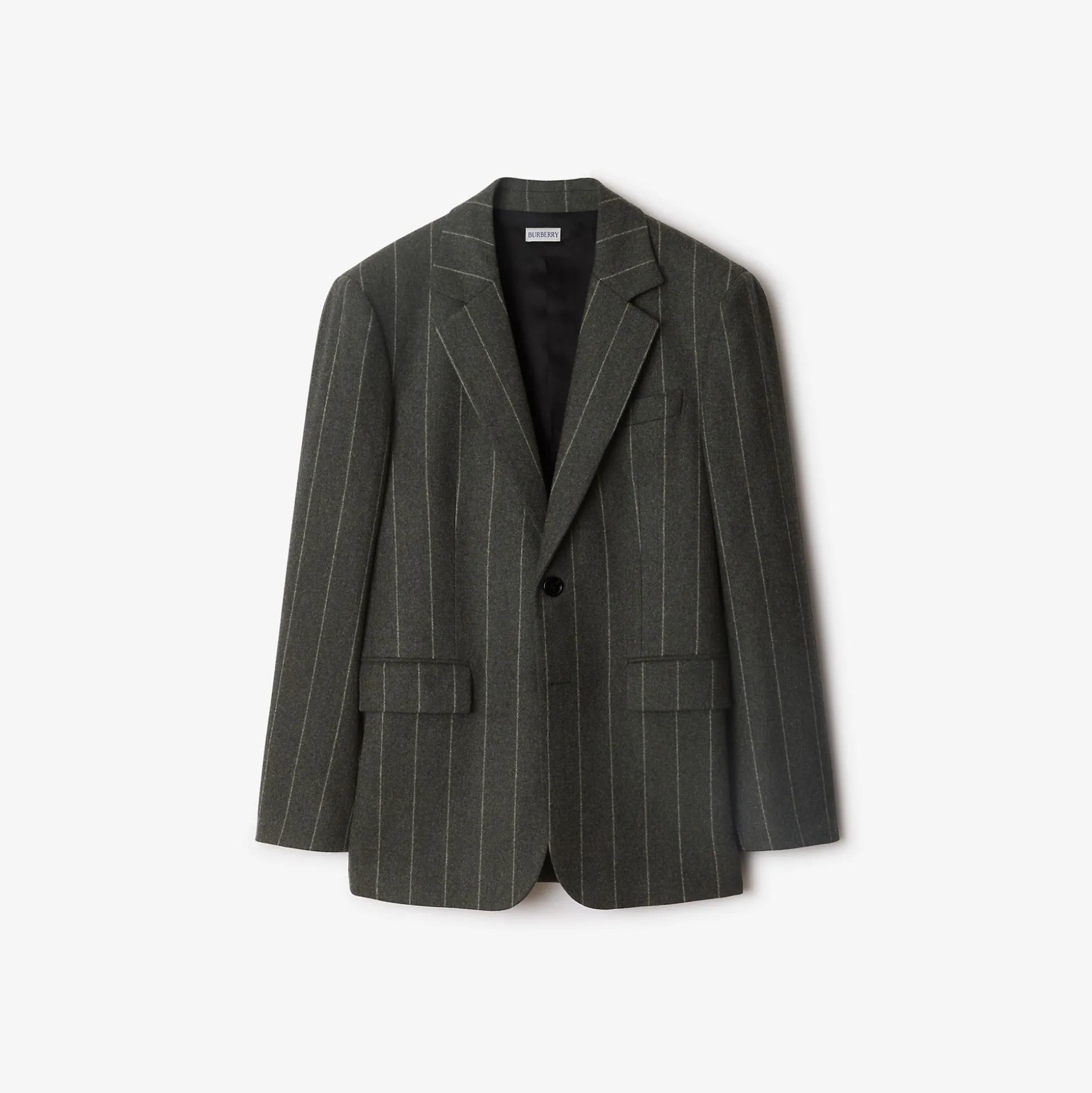 Online Burberry Pinstriped Wool Tailored Jacket Darkgreymelange