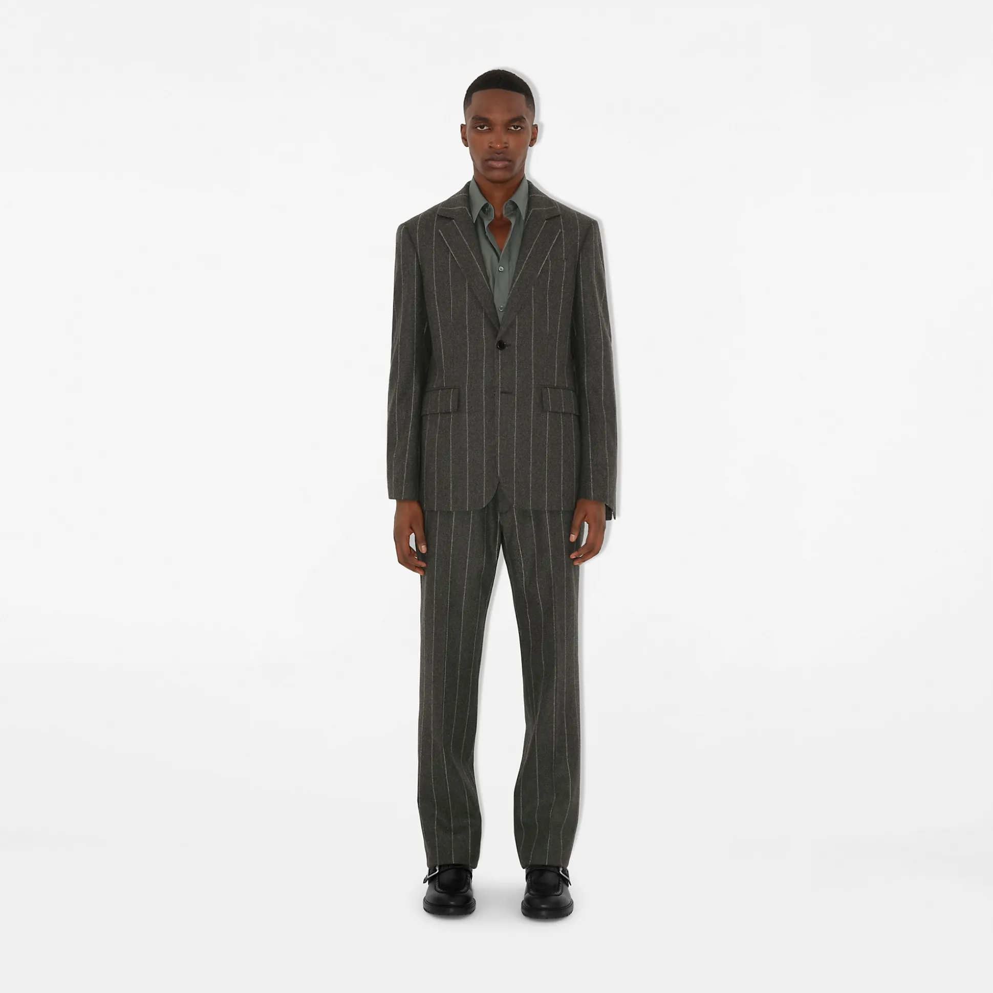 Online Burberry Pinstriped Wool Tailored Jacket Darkgreymelange