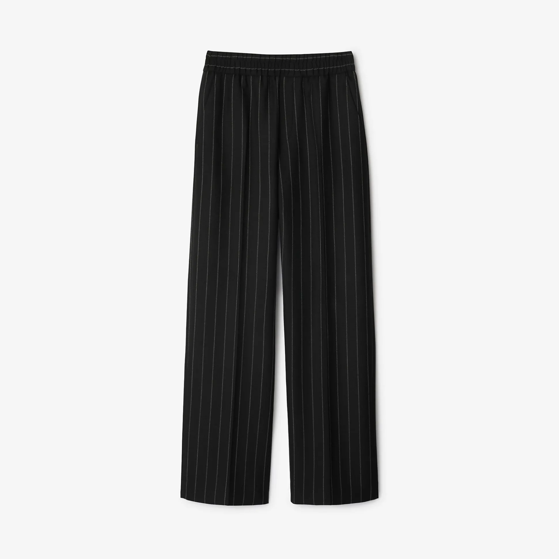 Best Sale Burberry Pinstriped Wool Tailored Trousers Coal/cobble