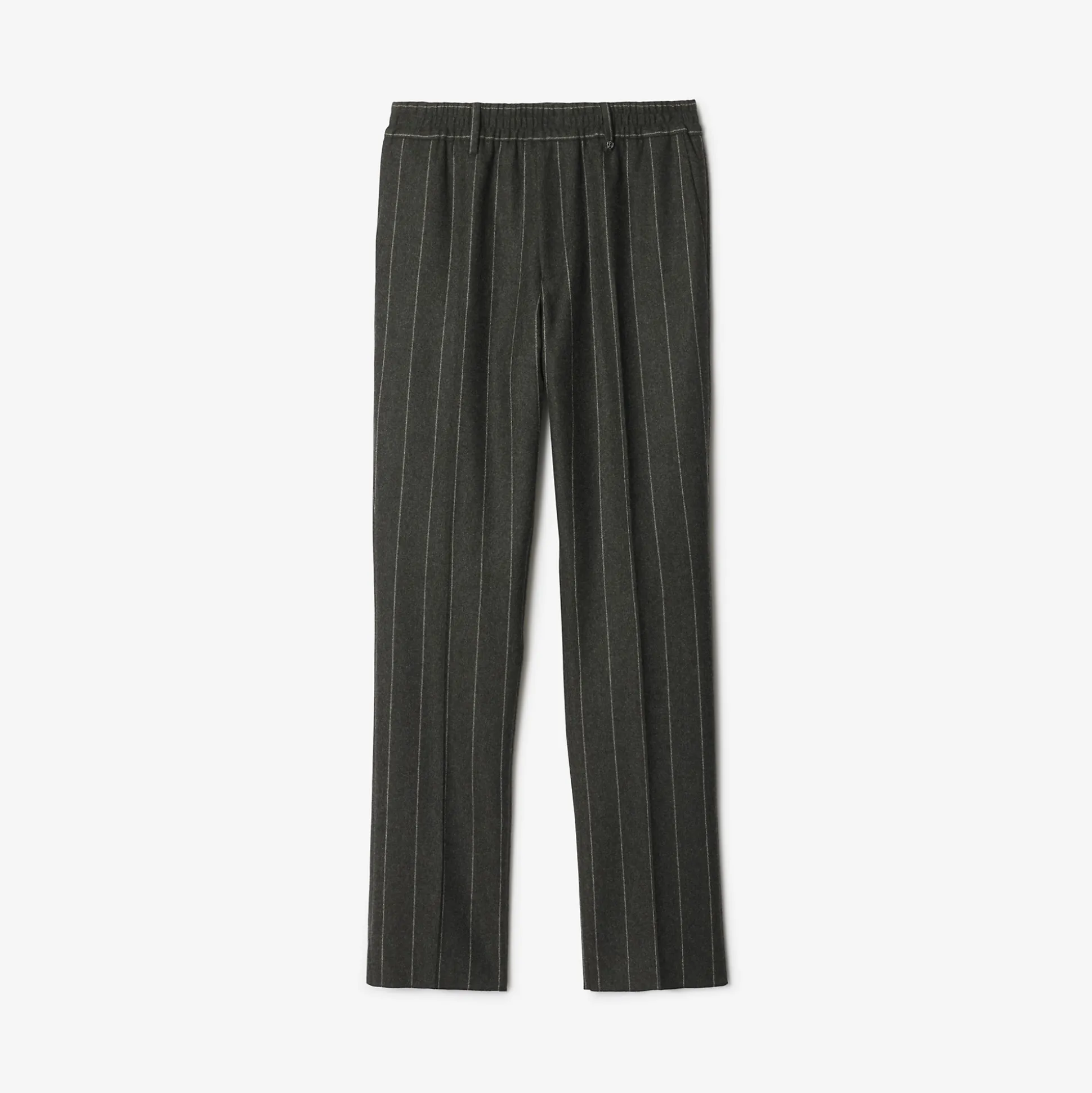 Outlet Burberry Pinstriped Wool Tailored Trousers Darkgreymelange