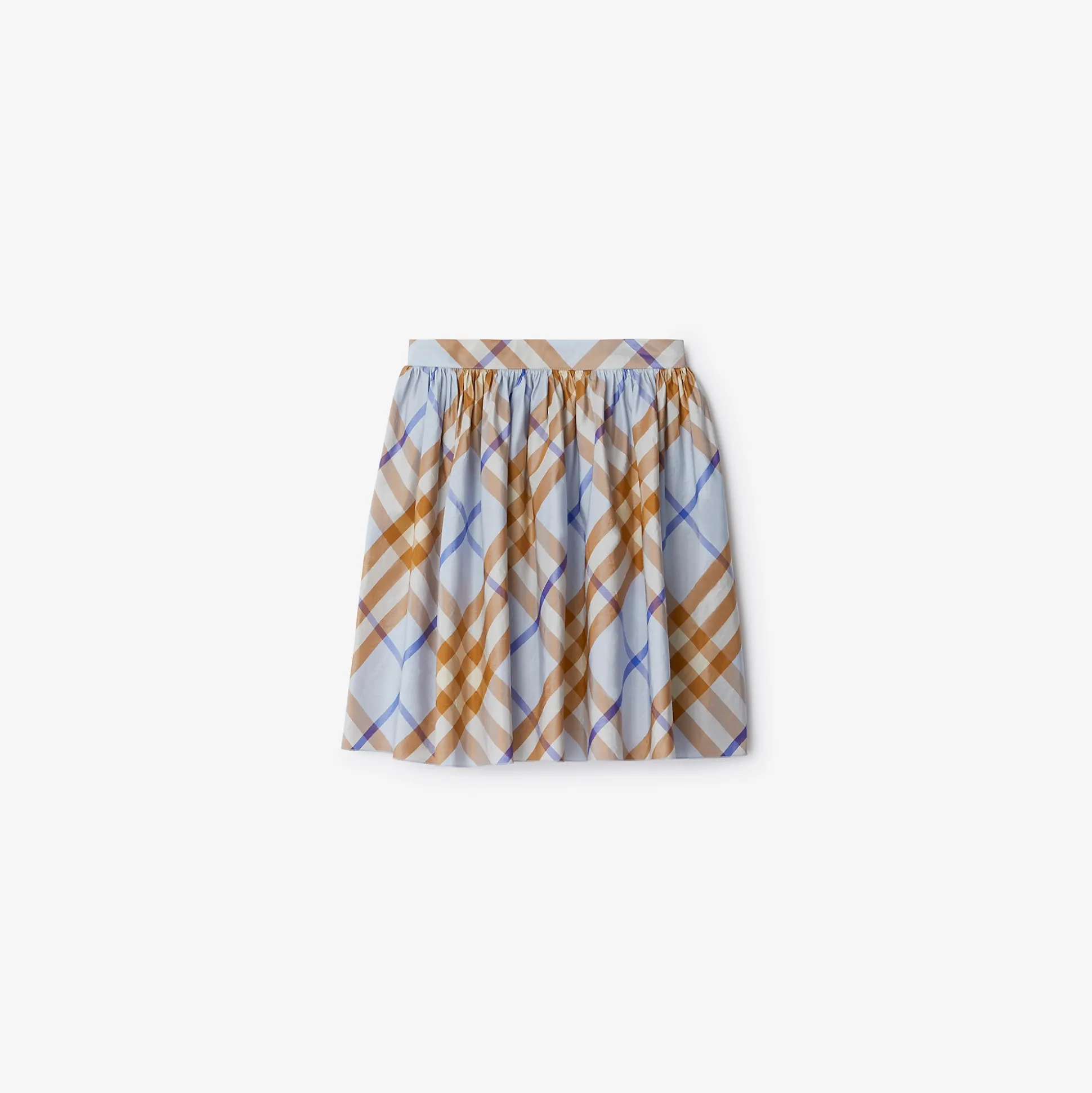 Online Burberry Pleated Check Silk Skirt Slateblue