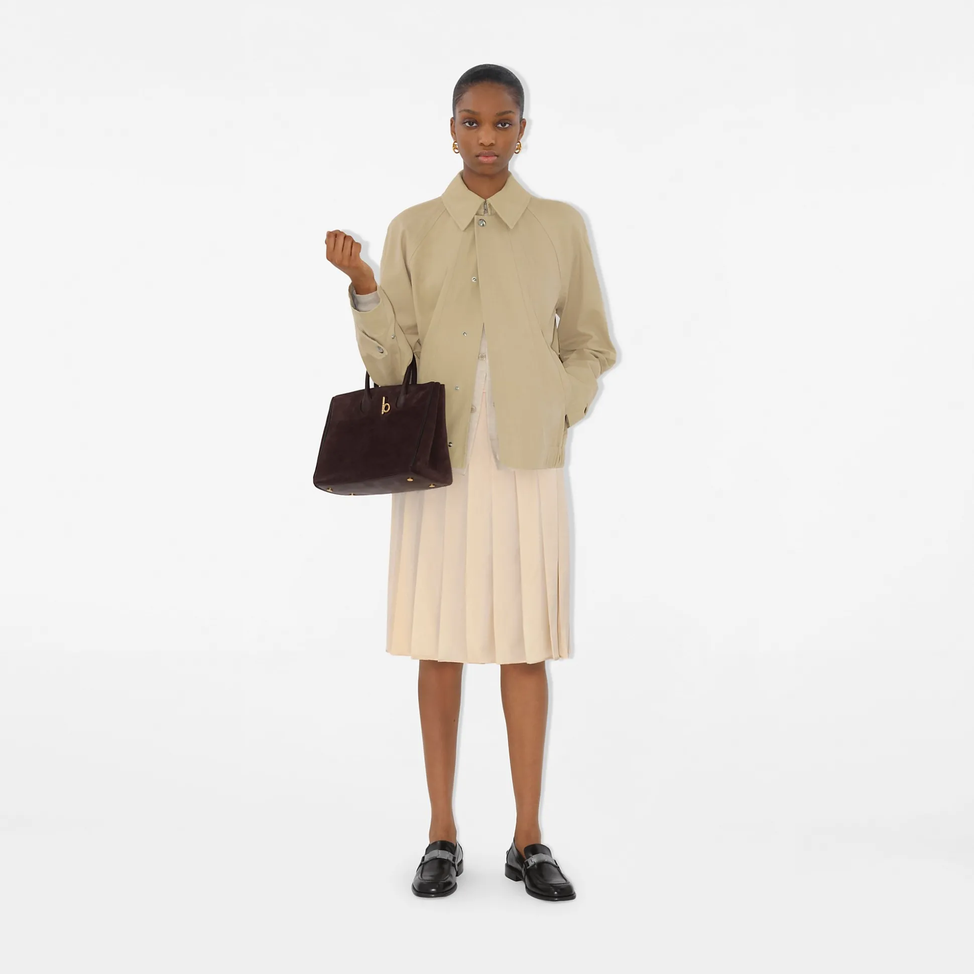 Discount Burberry Pleated Silk Skirt Pelican