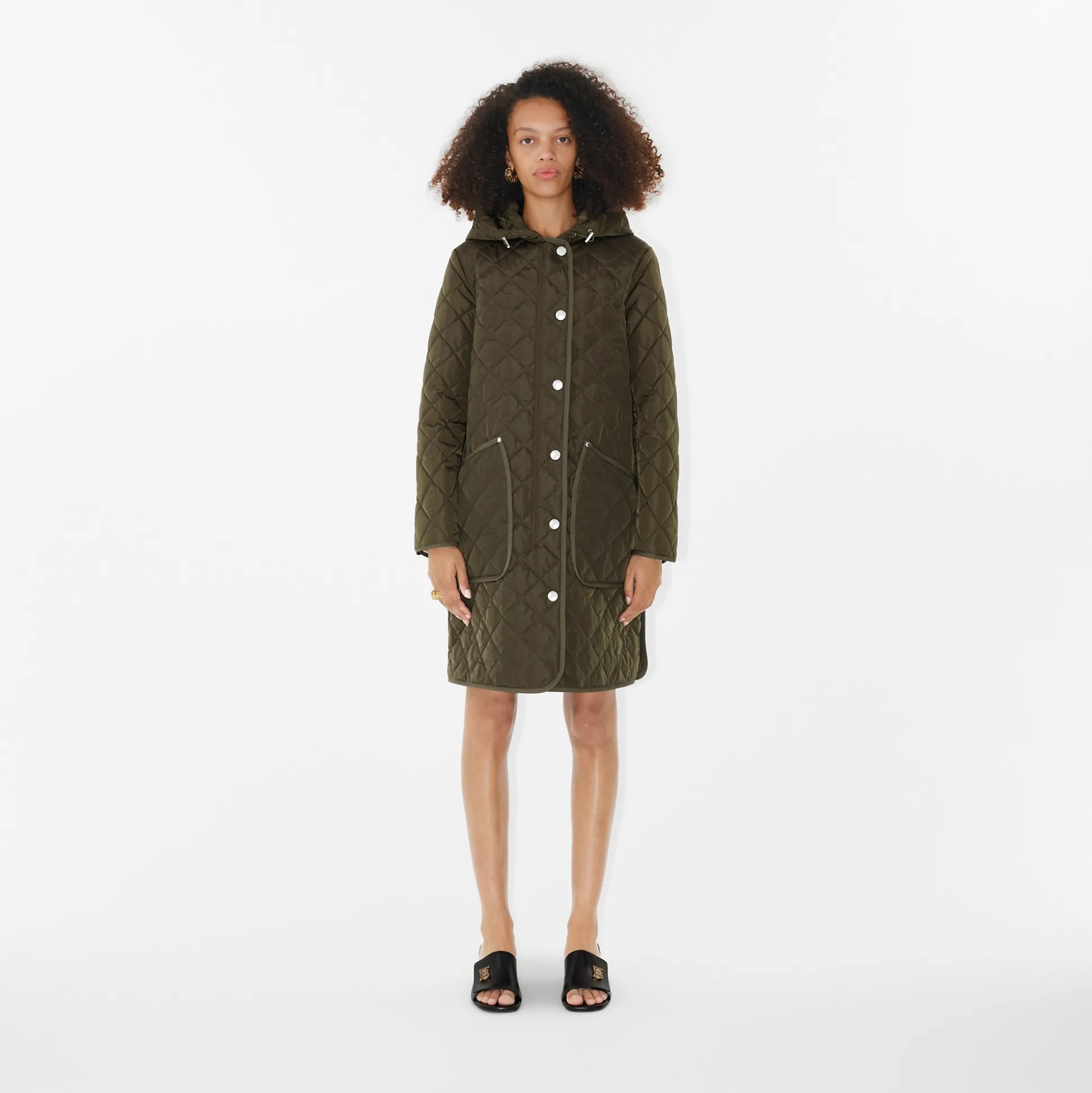 Discount Burberry Quilted Nylon Coat Darkmilitarykhaki