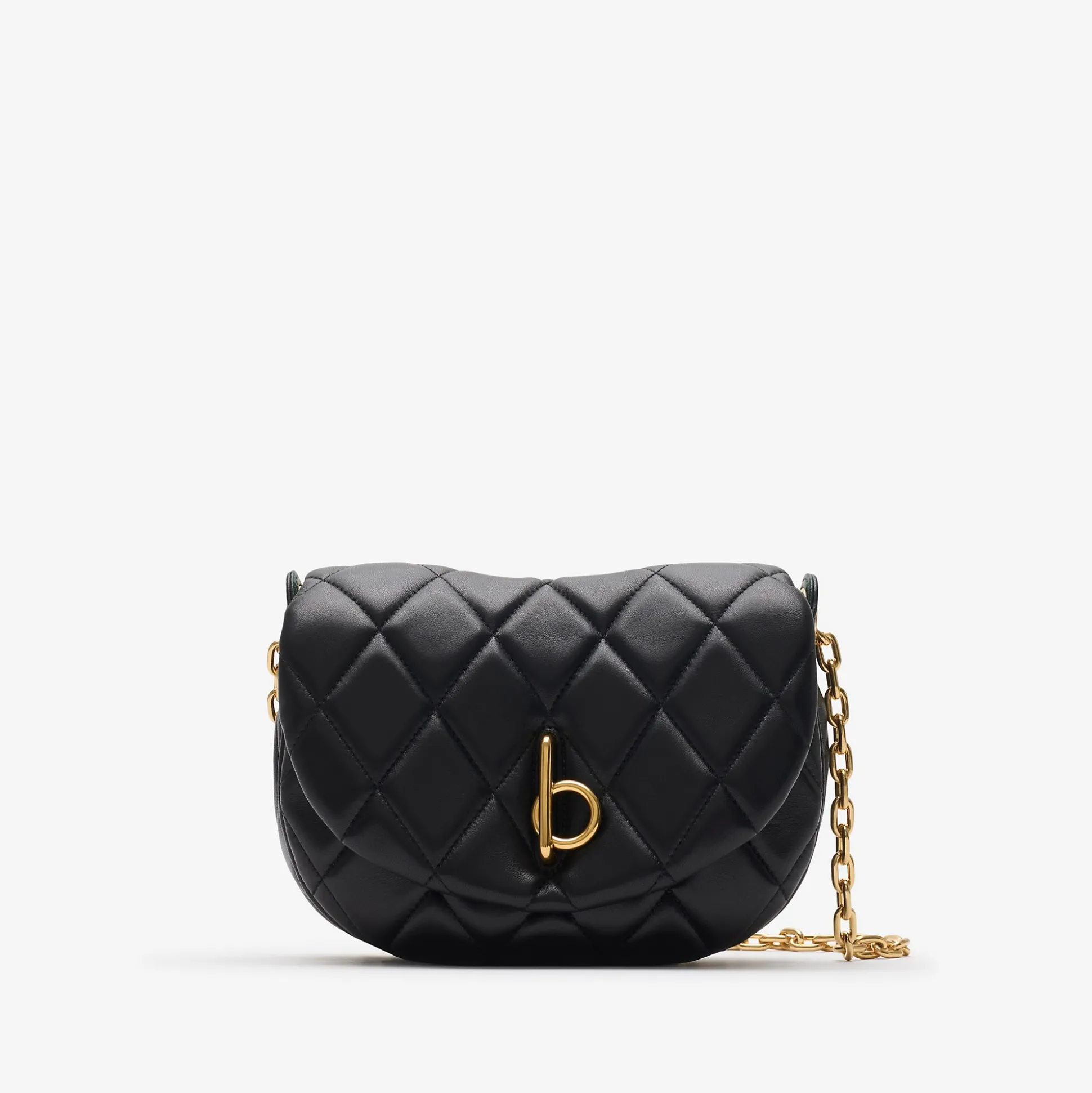 Best Burberry Quilted Rocking Horse Bag Black/gold