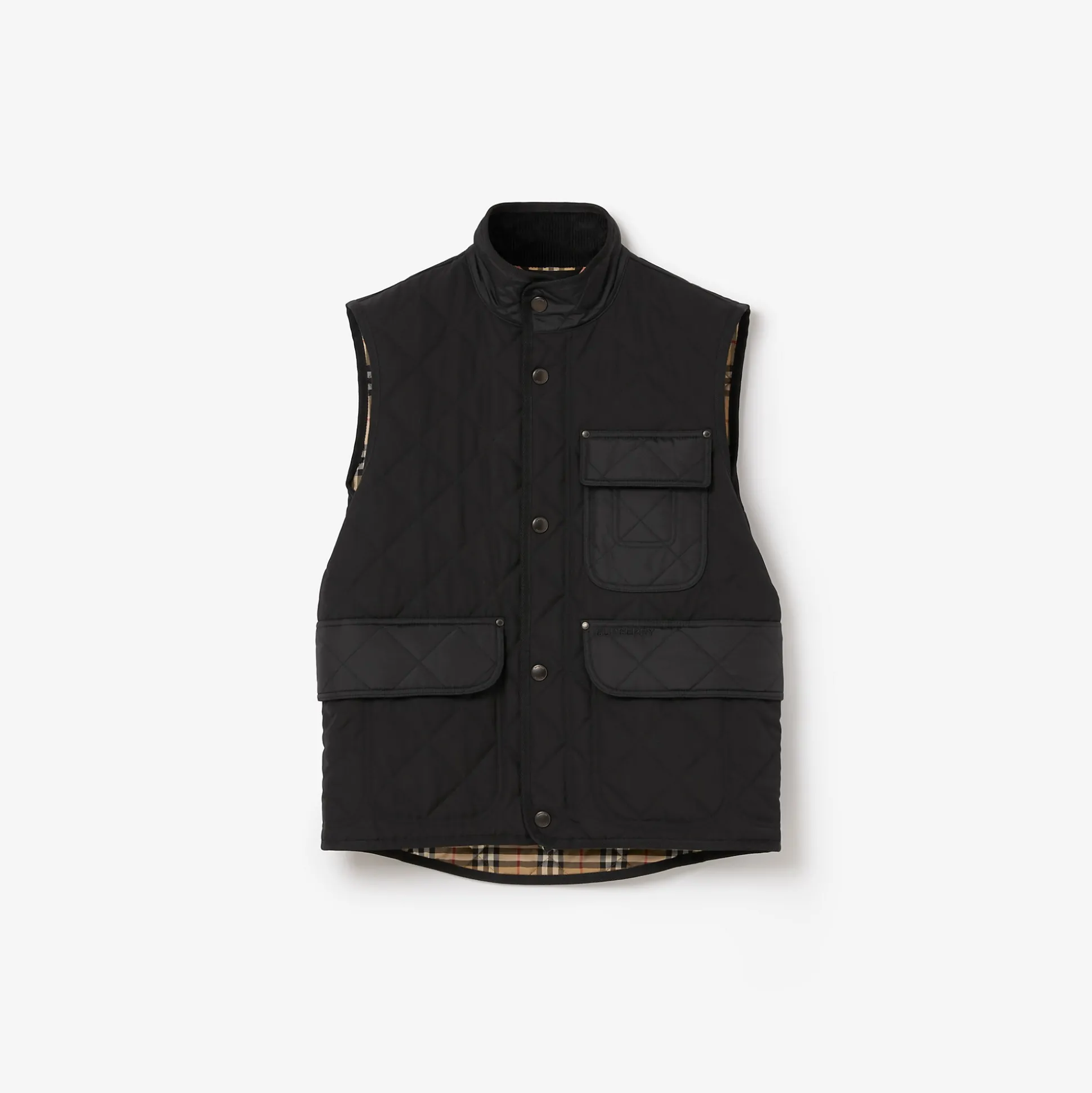 Shop Burberry Quilted Thermoregulated Gilet Black