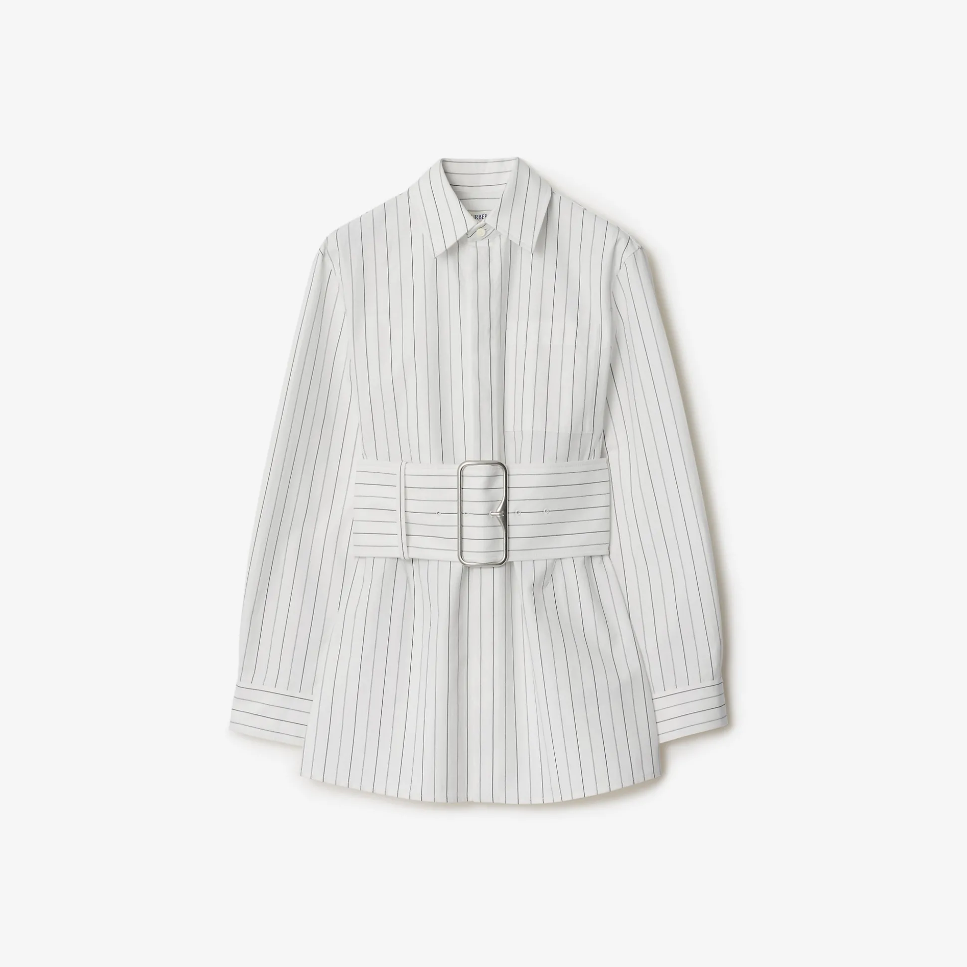 Hot Burberry Regular Fit Striped Cotton Shirt String/coal