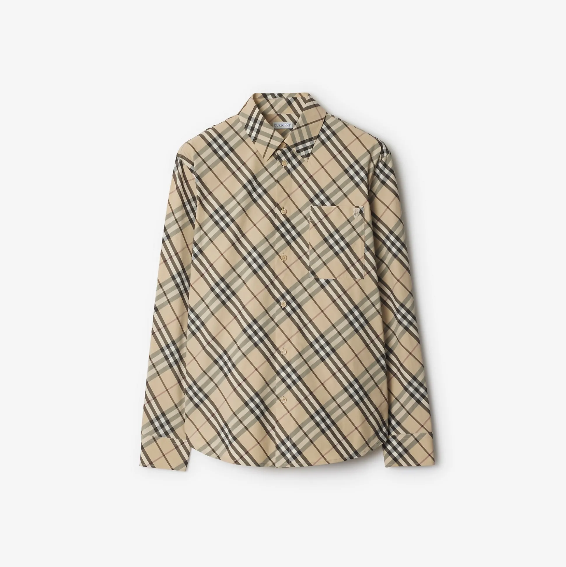 Store Burberry Relaxed Fit Check Cotton Shirt Alabaster