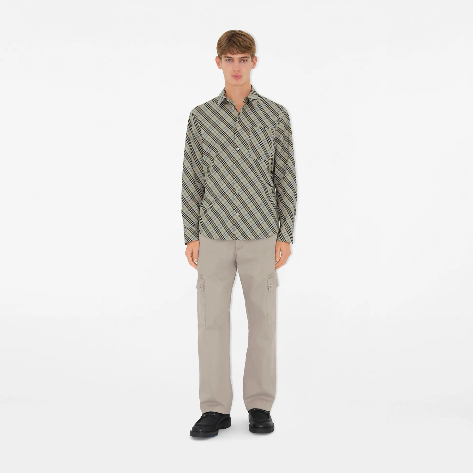 Fashion Burberry Relaxed Fit Check Cotton Shirt Husk