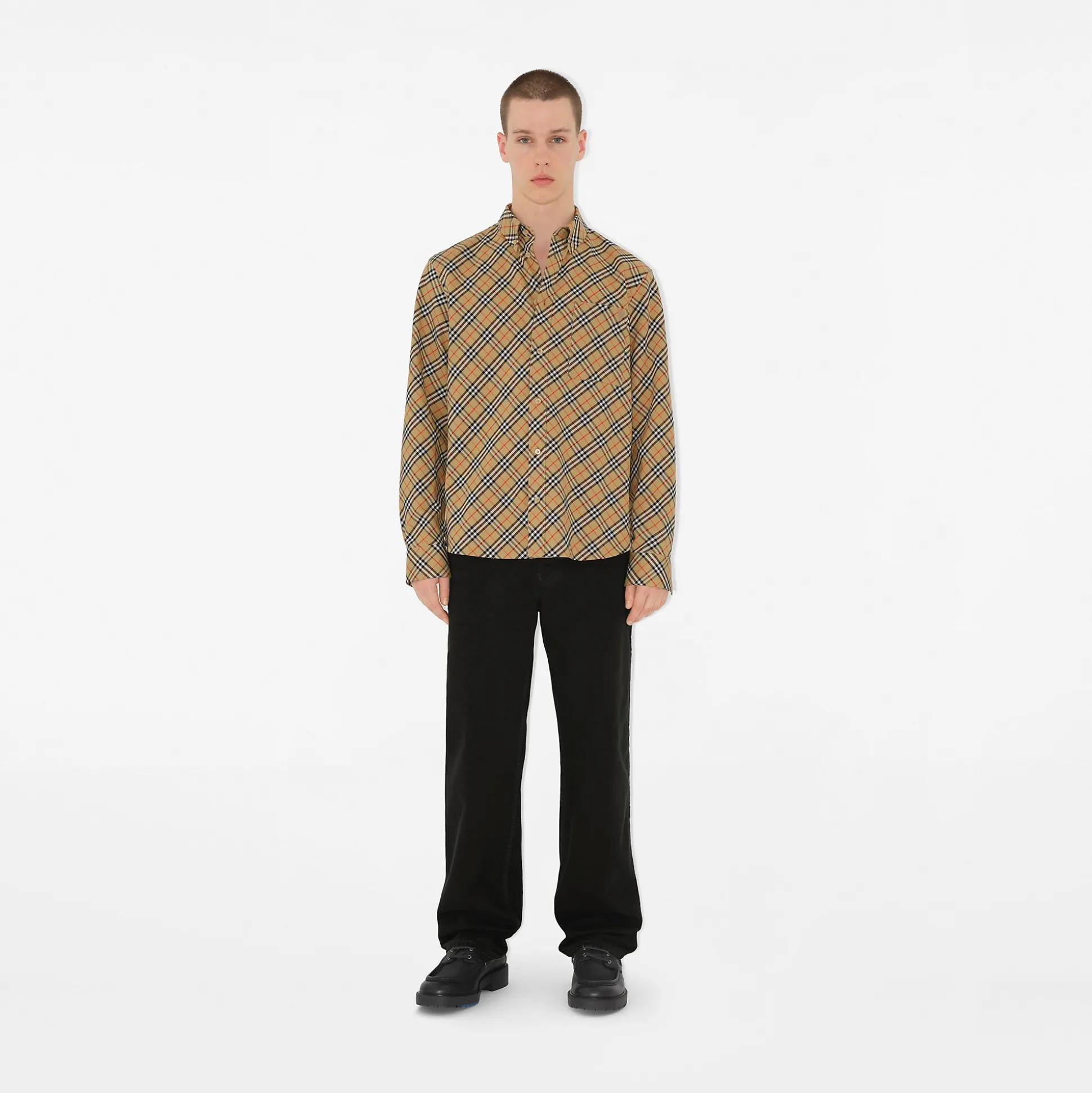 Flash Sale Burberry Relaxed Fit Check Cotton Shirt Sand