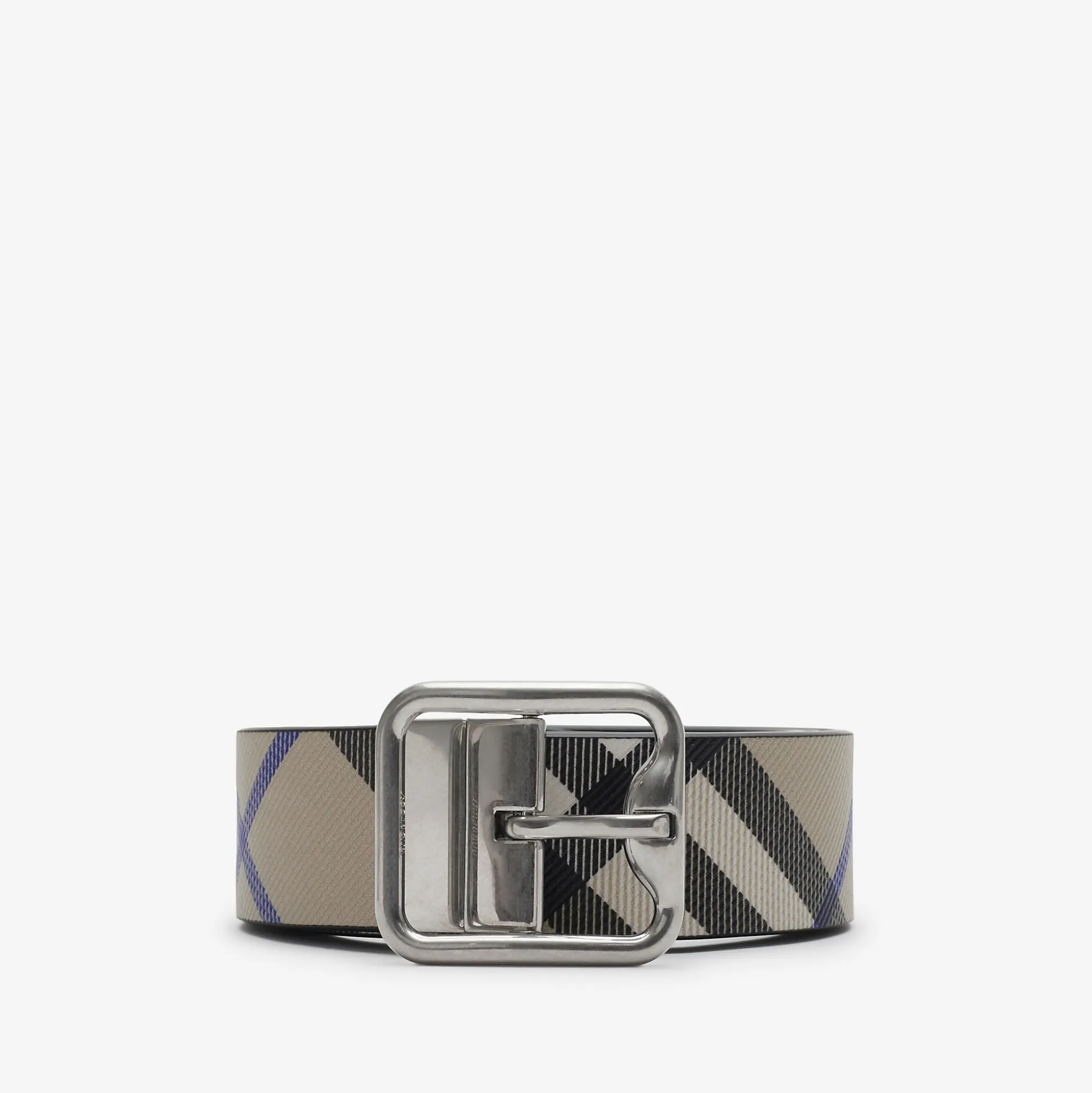 Cheap Burberry Reversible Check B Buckle Belt Lichen/slate/silver