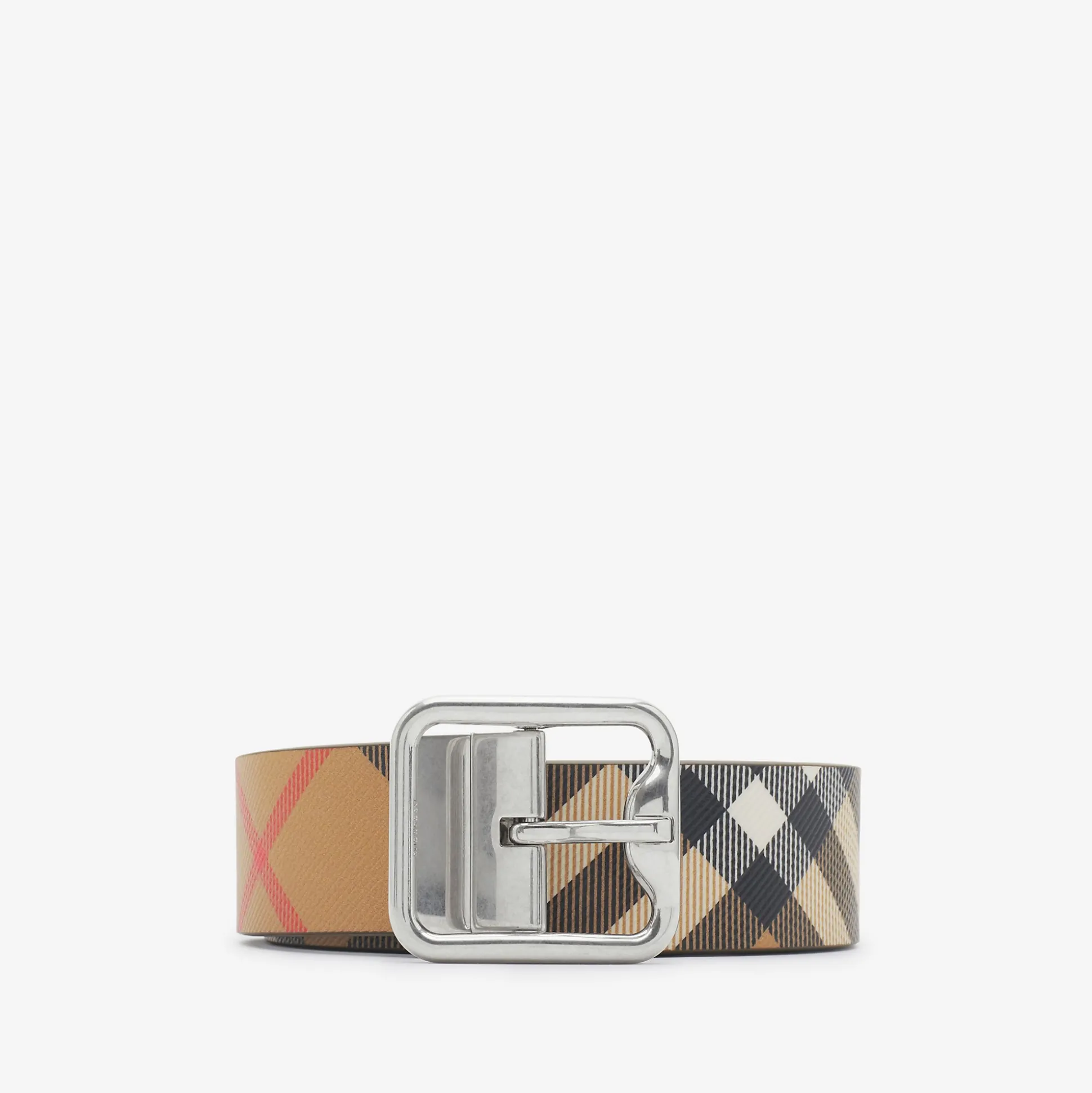 Online Burberry Reversible Check B Buckle Belt Sand/military/silver