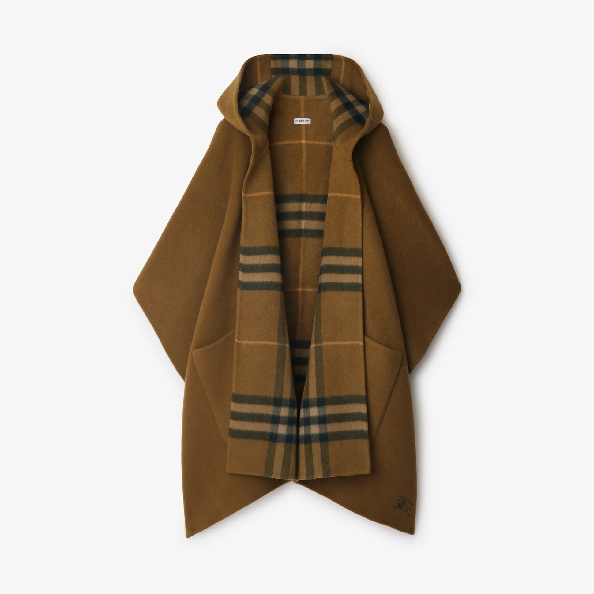 Sale Burberry Reversible Check Cashmere Cape Nest