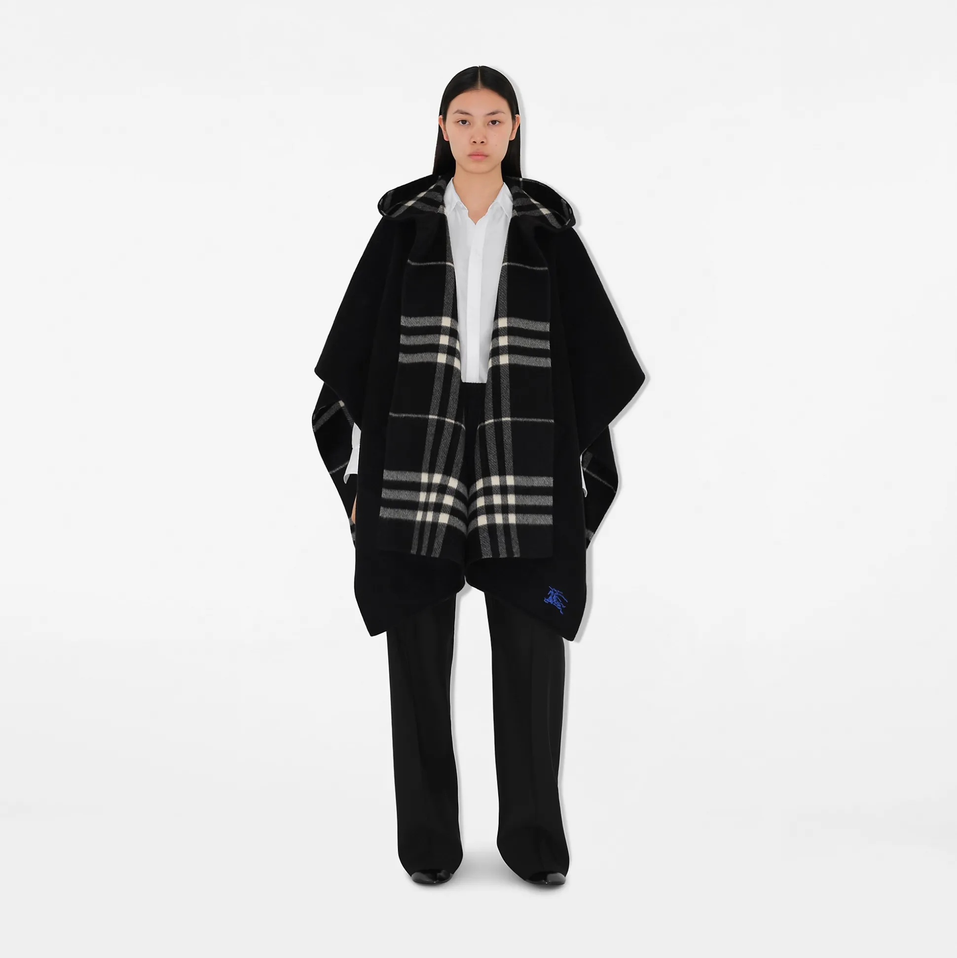 Cheap Burberry Reversible Check Cashmere Cape Black/calico