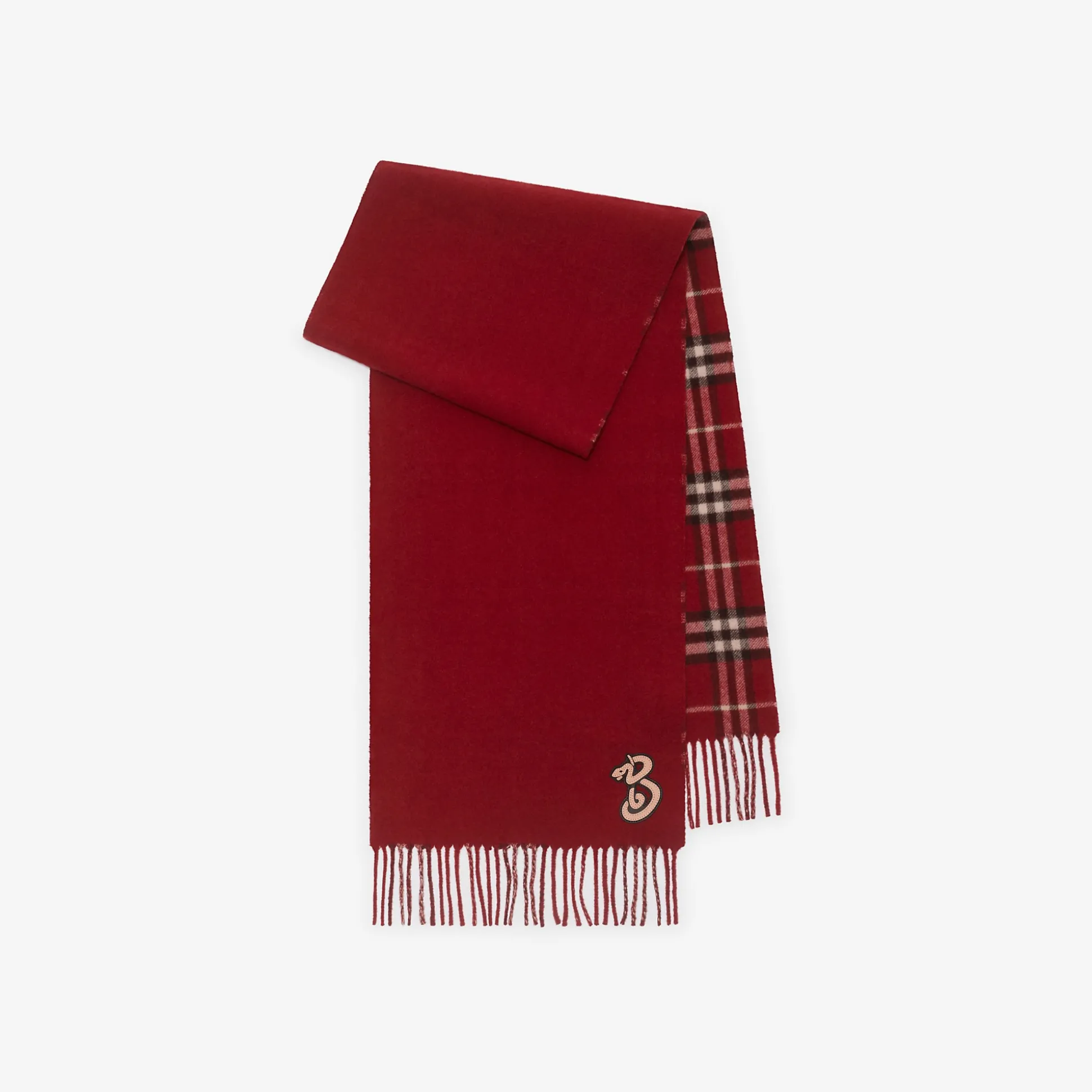 Discount Burberry Reversible Check Cashmere Scarf Geranium