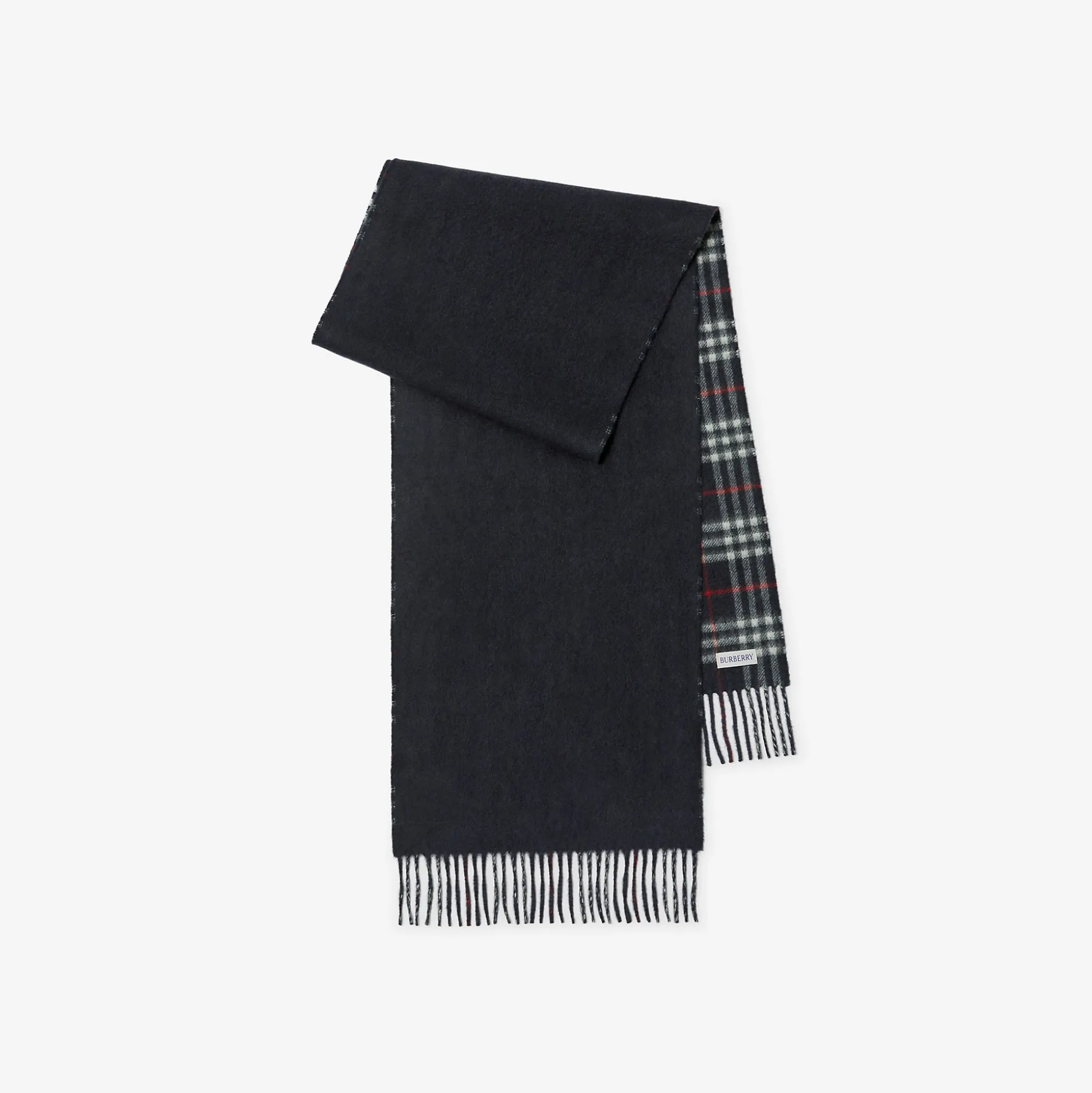 Flash Sale Burberry Reversible Check Cashmere Scarf Navy