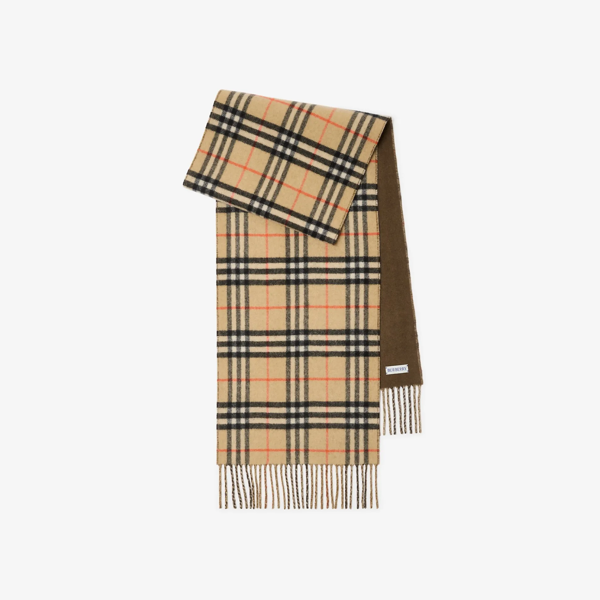 Flash Sale Burberry Reversible Check Cashmere Scarf Sand/bison