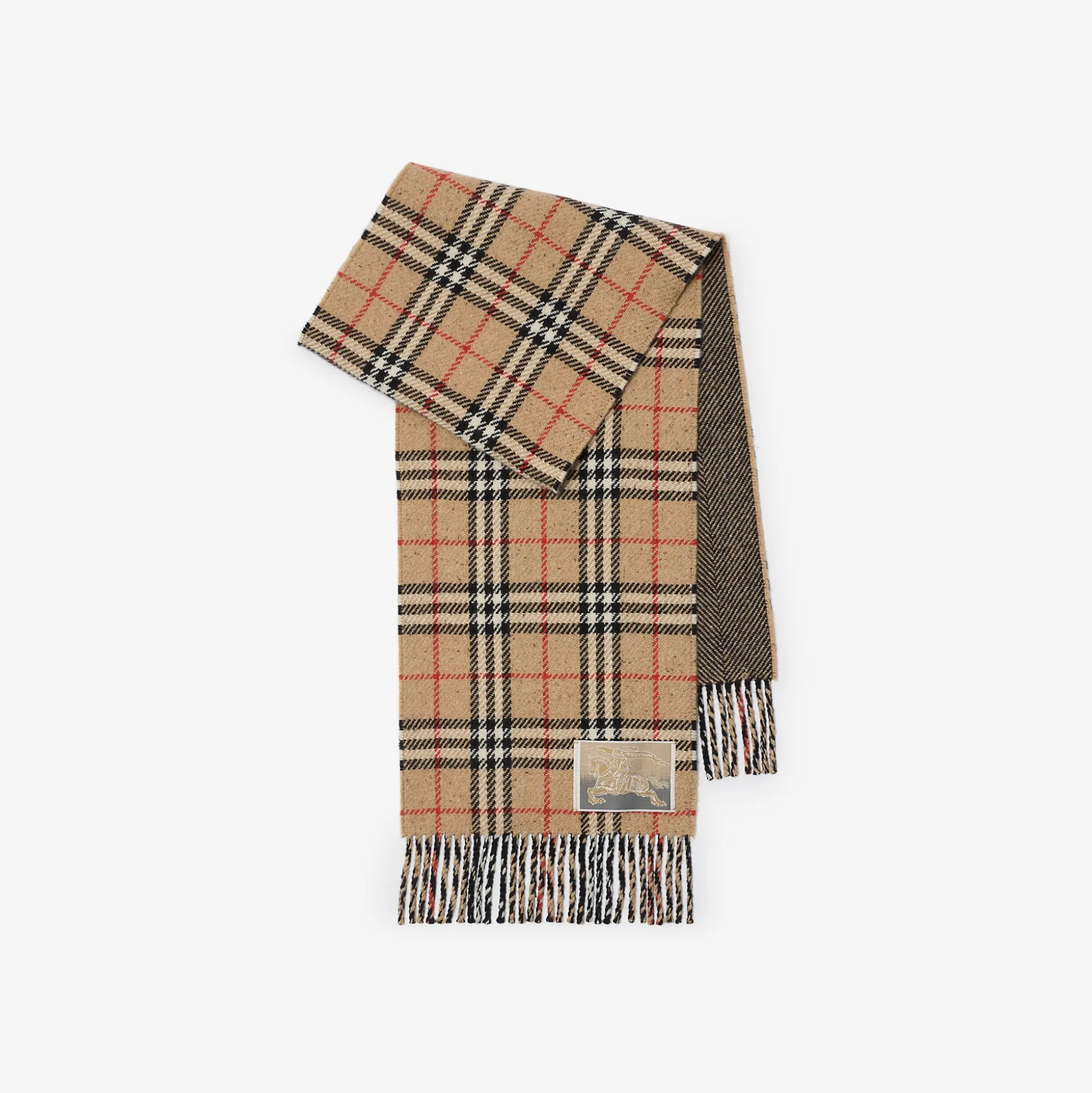 Best Burberry Reversible Check Cashmere Wool Scarf Sand