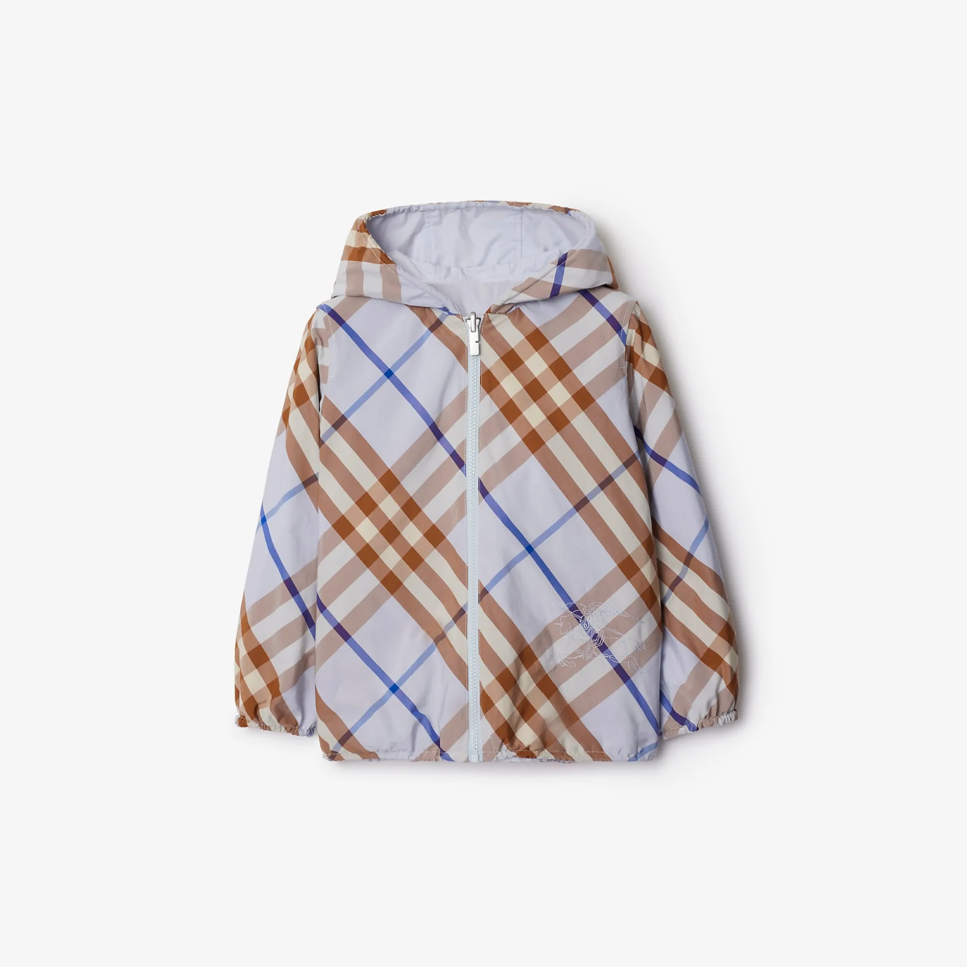 Cheap Burberry Reversible Check Cotton Blend Jacket Slateblue