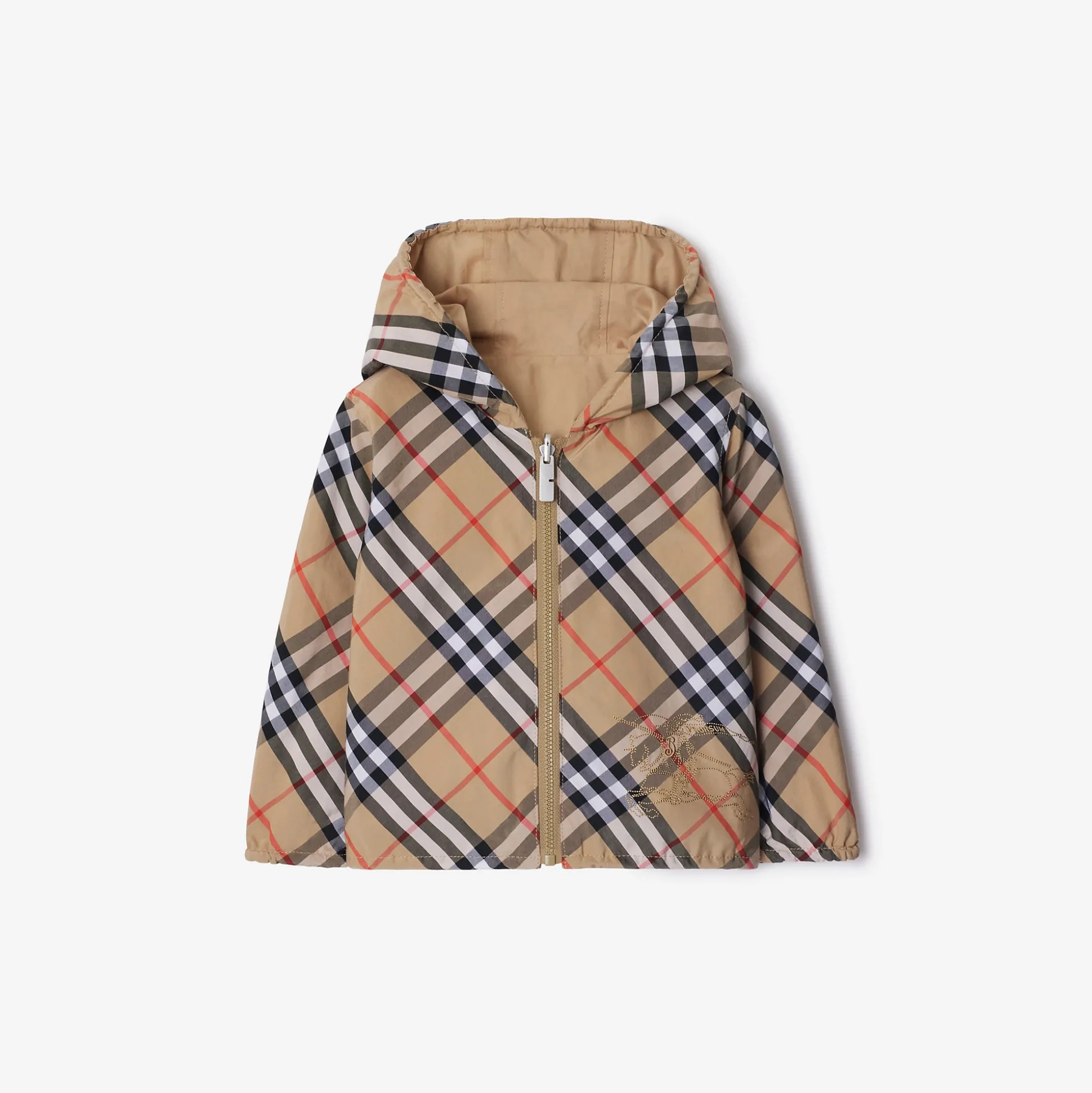 Cheap Burberry Reversible Check Cotton Blend Jacket Sand