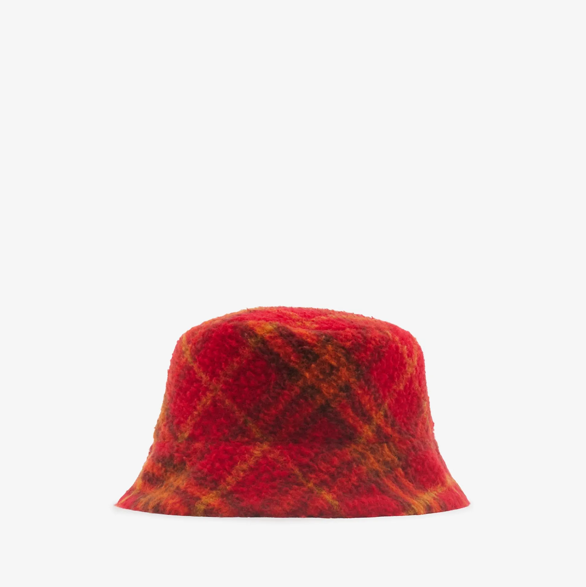 Sale Burberry Reversible Check Fleece Bucket Hat Currant