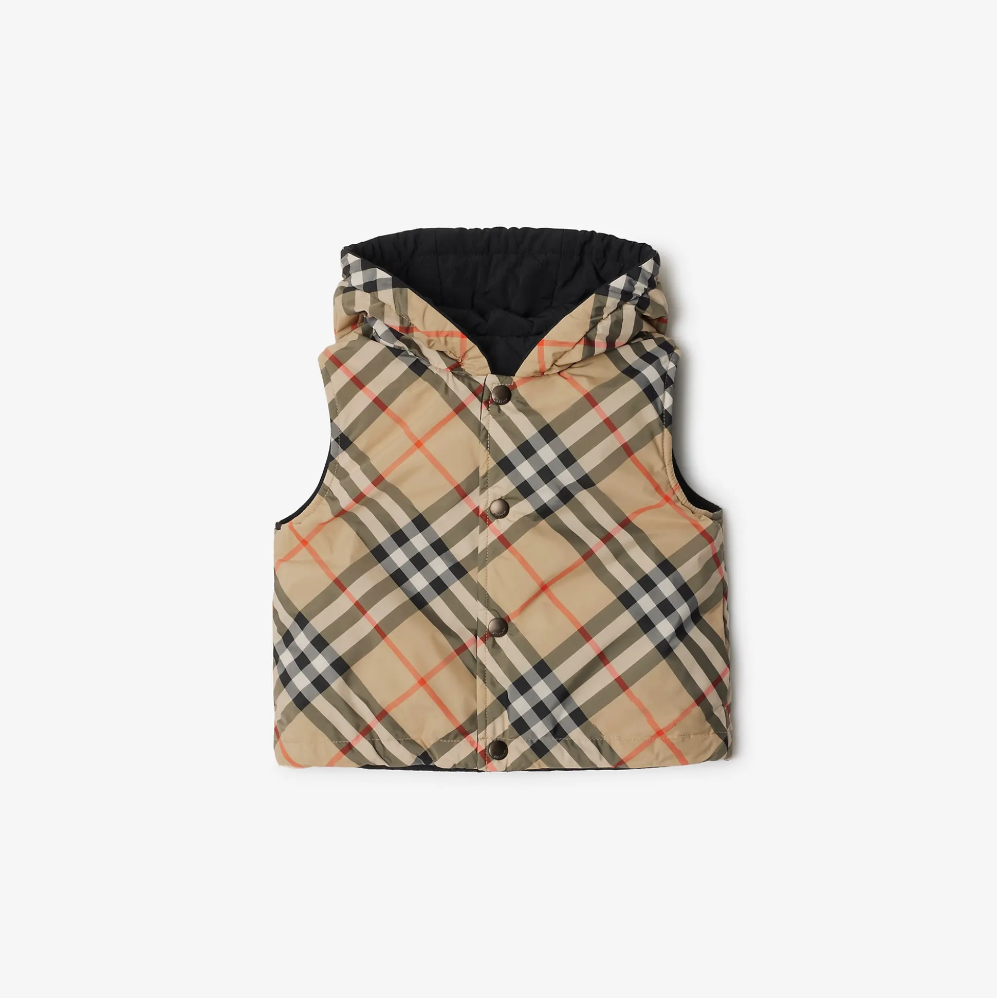 Outlet Burberry Reversible Check Gilet Sand