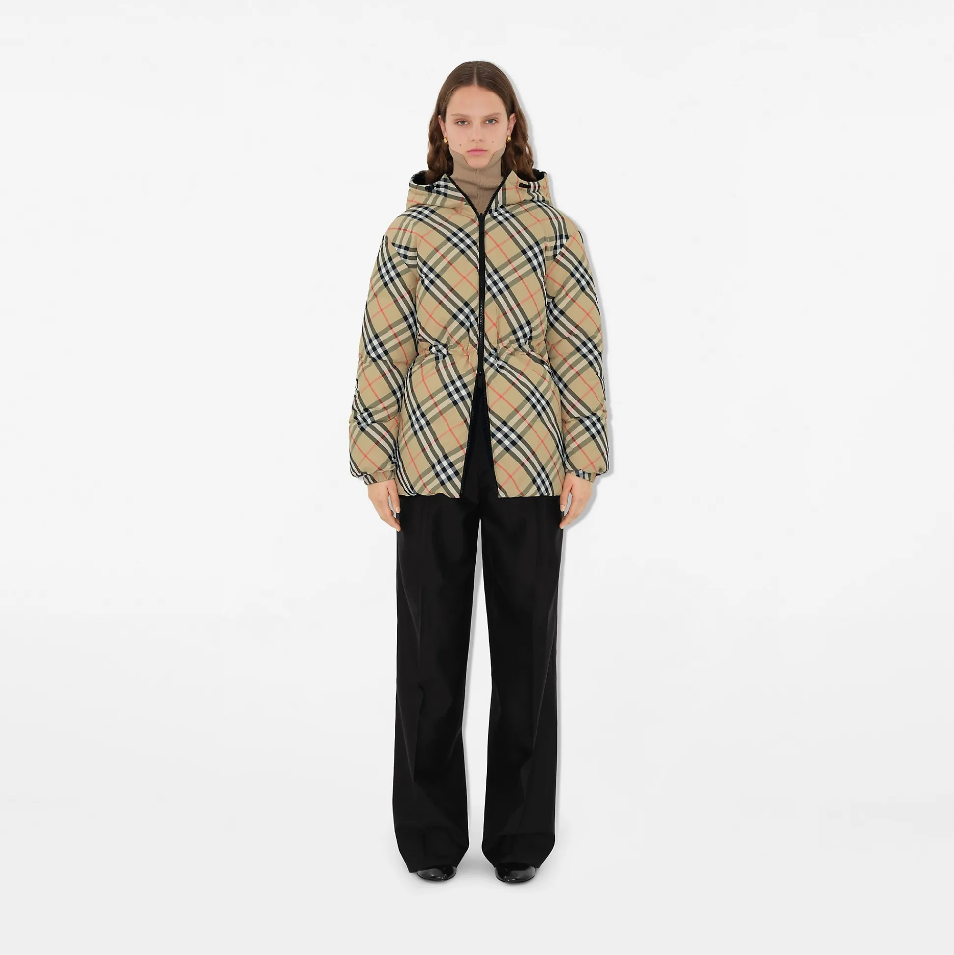 Best Burberry Reversible Check Nylon Keswick Puffer Jacket Sand