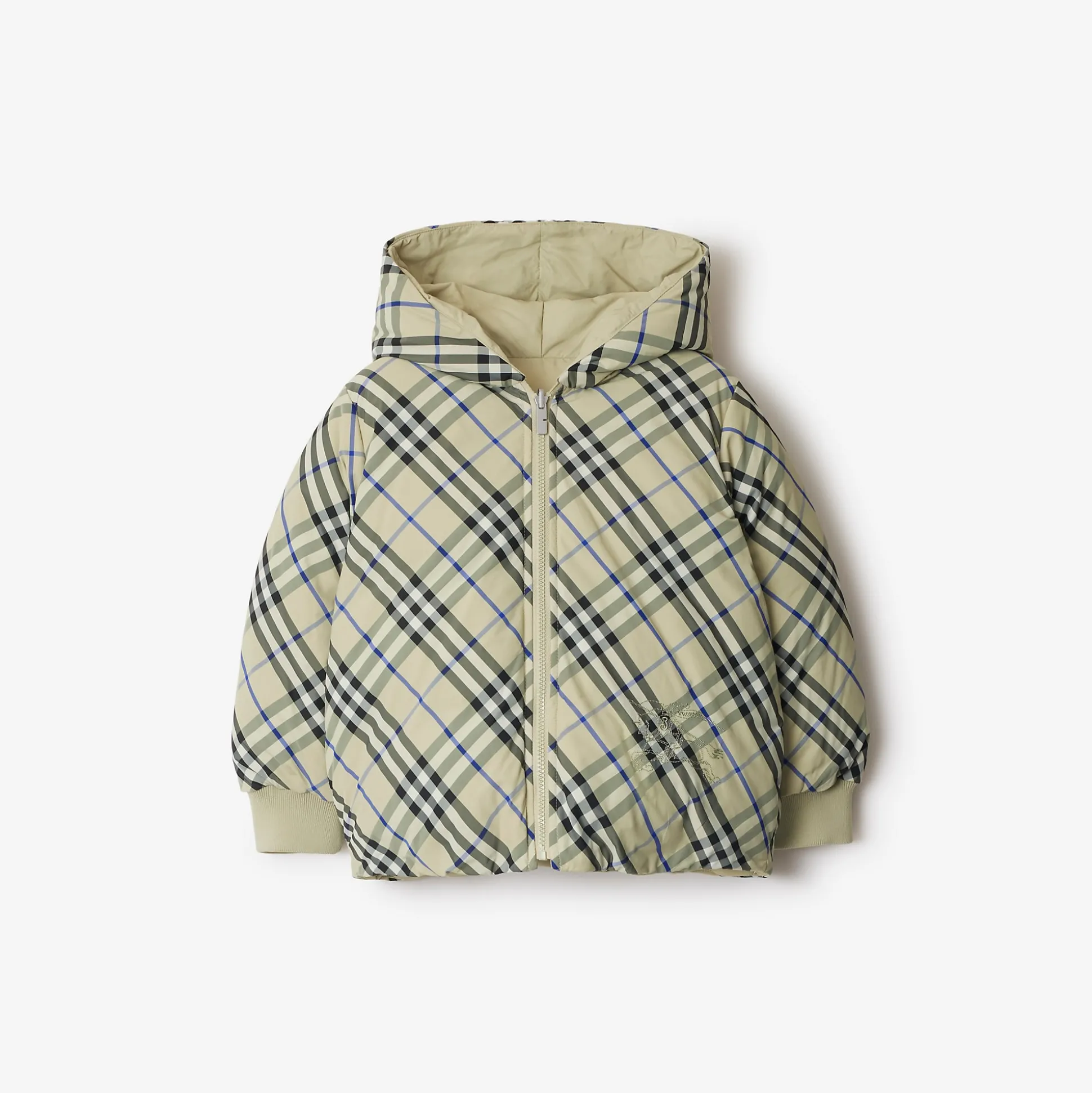 Best Sale Burberry Reversible Check Nylon Puffer Jacket Lichen