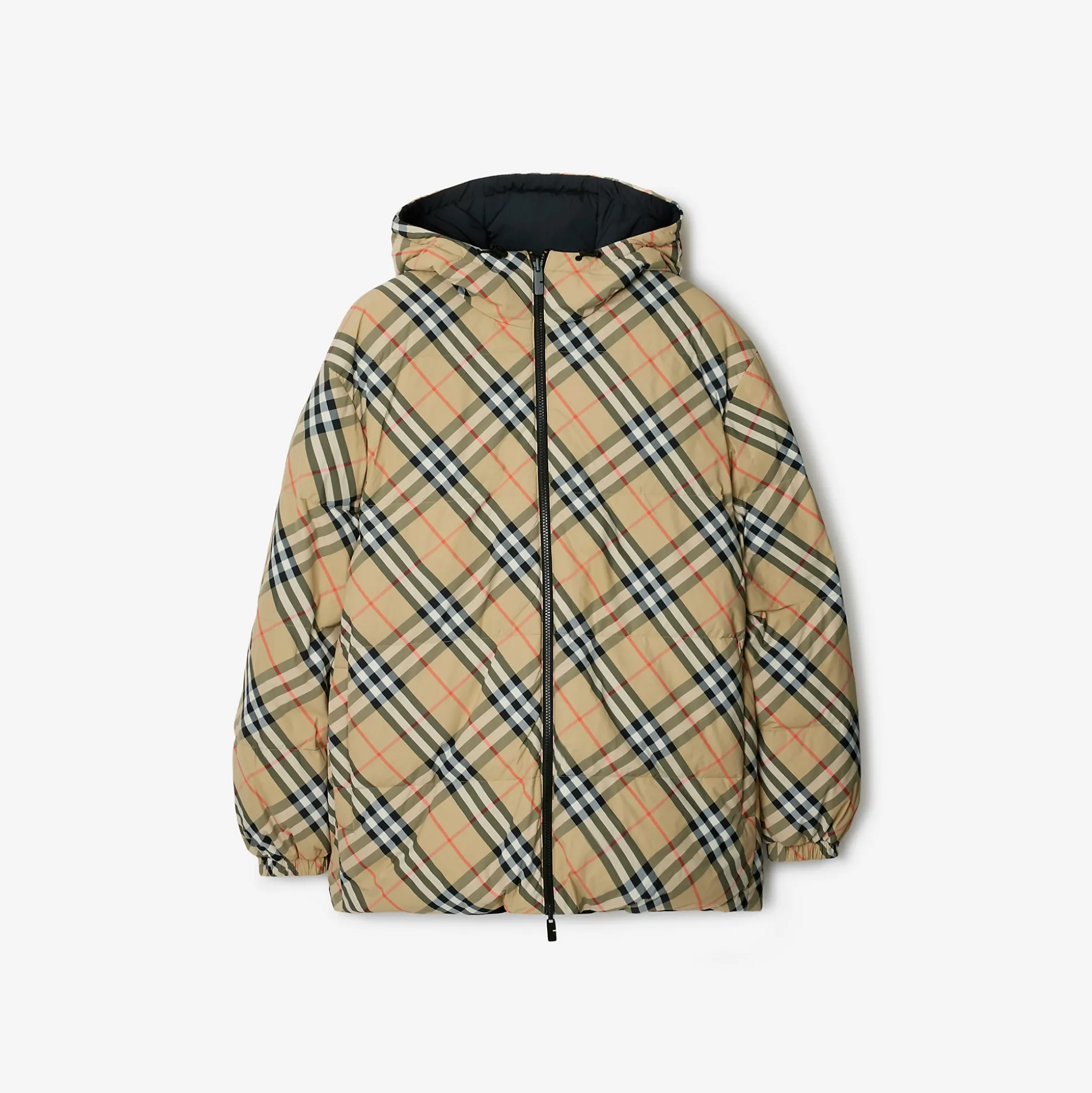 Fashion Burberry Reversible Check Nylon Snowdonia Puffer Jacket Sand