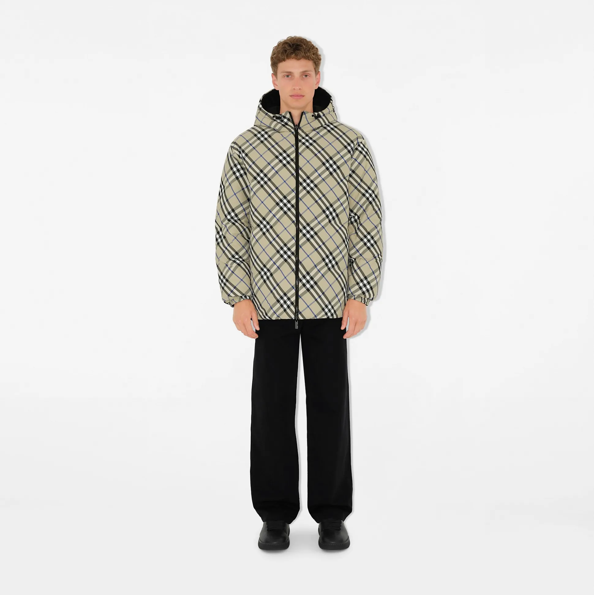 Store Burberry Reversible Check Nylon Snowdonia Puffer Jacket Lichen