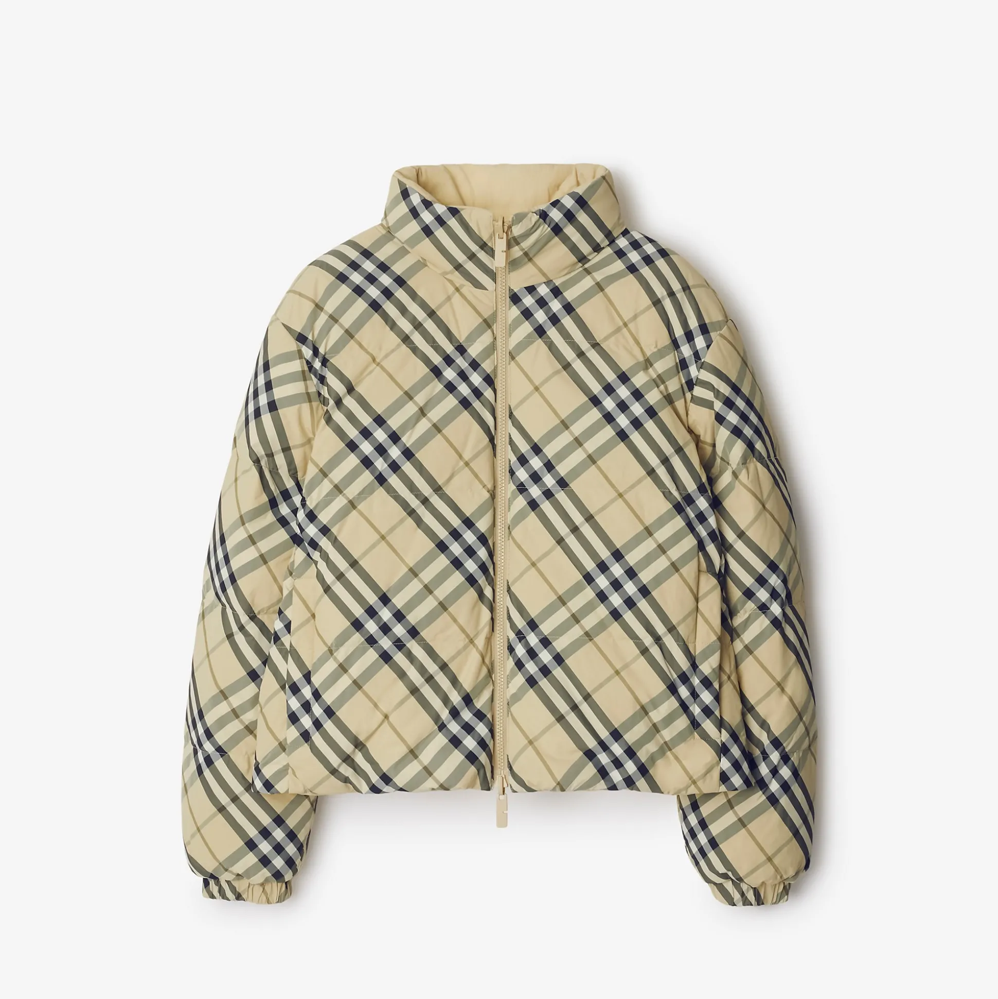 New Burberry Reversible Check Puffer Jacket Grain