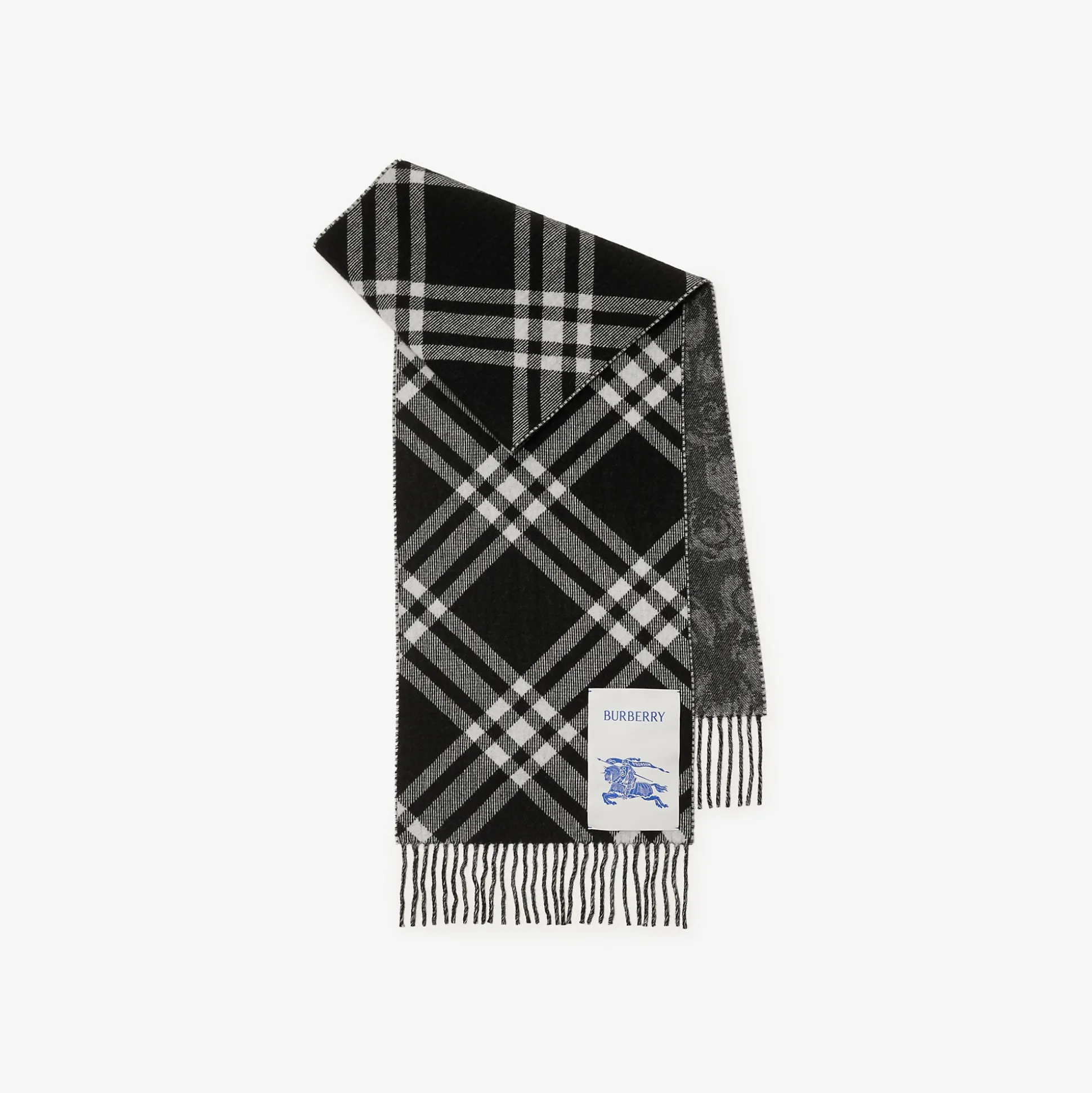 Hot Burberry Reversible Check Rose Cashmere Scarf Black