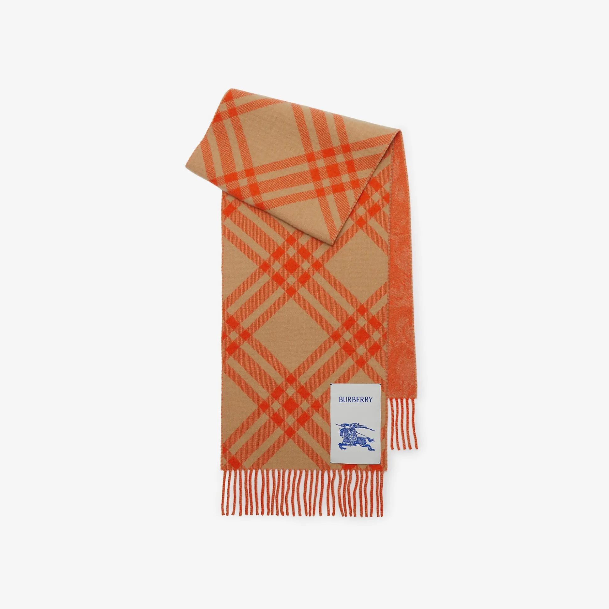 Outlet Burberry Reversible Check Rose Cashmere Scarf Sand