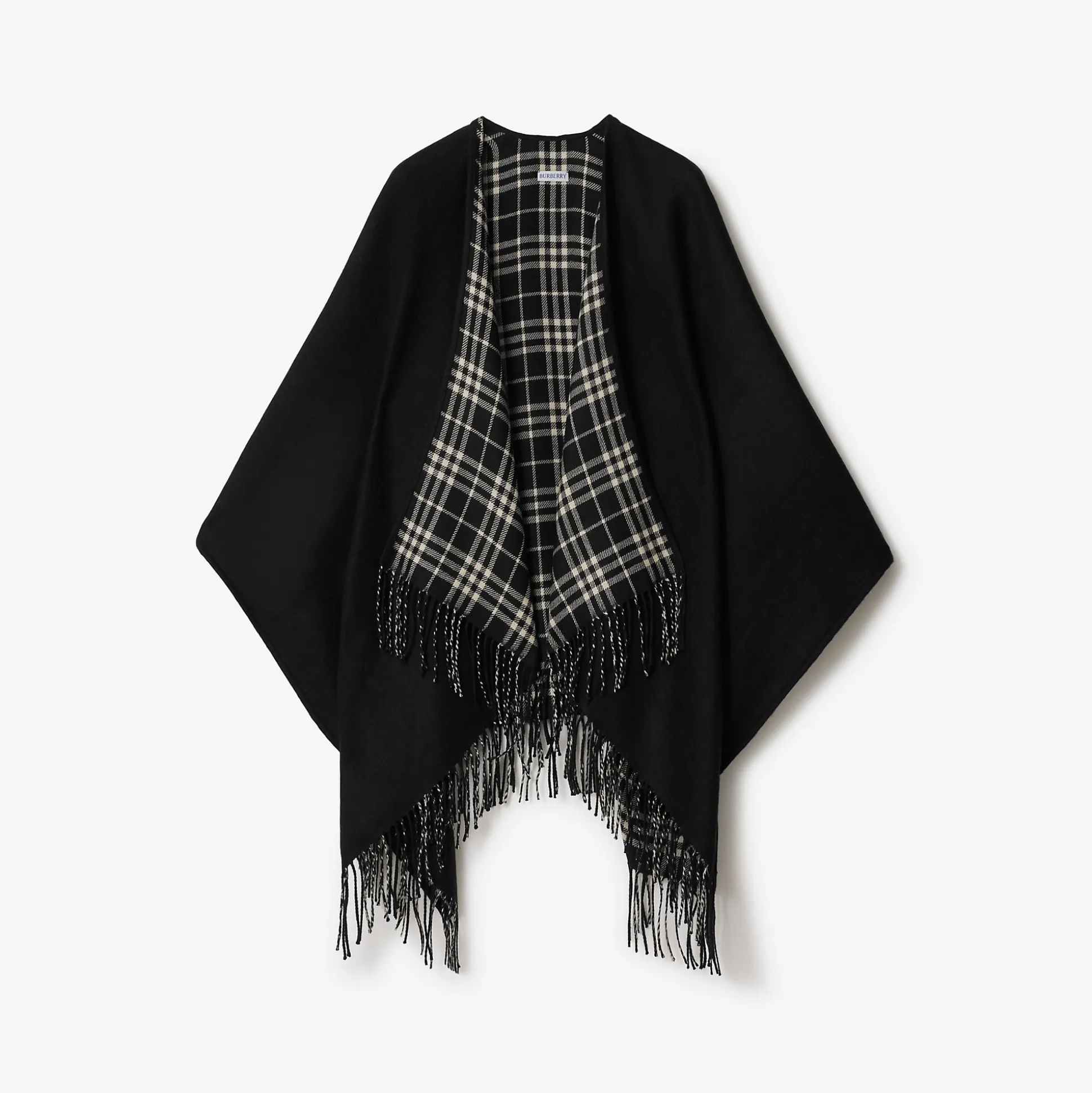 Cheap Burberry Reversible Check Wool Cape Black/calico