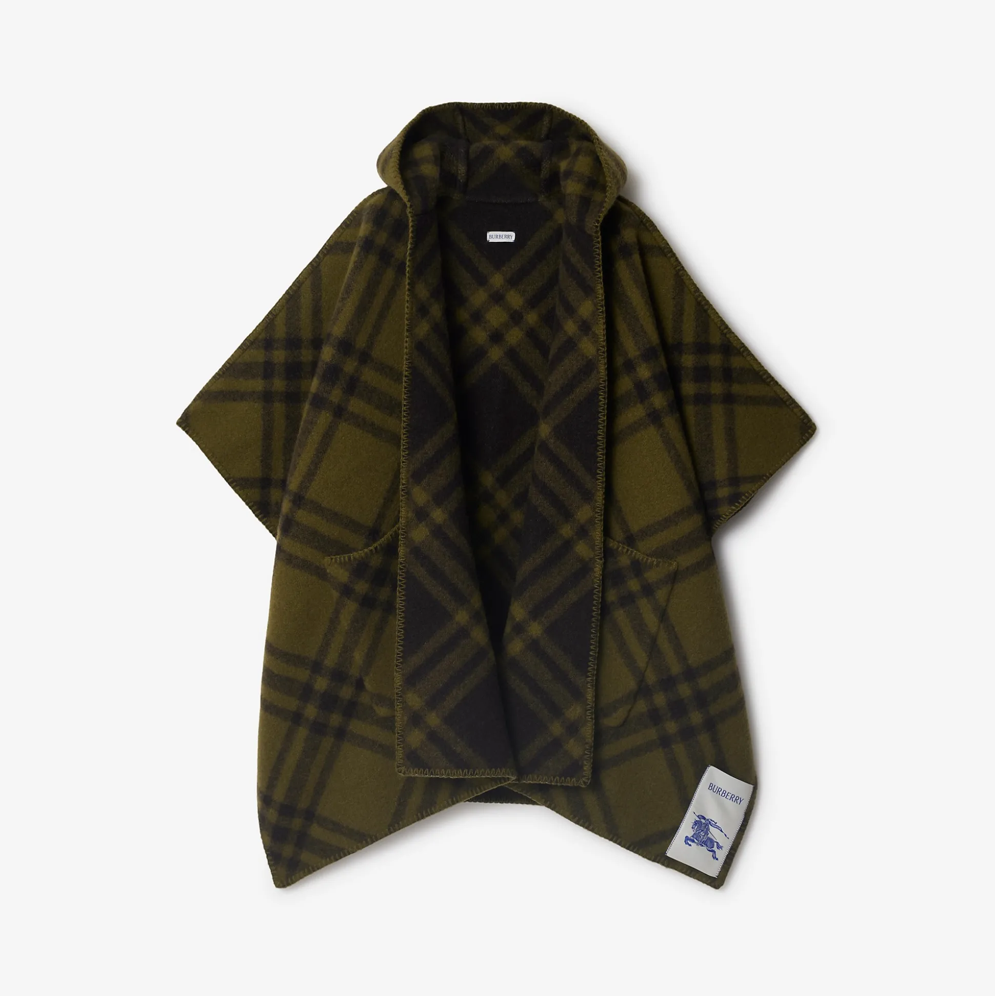 Best Sale Burberry Reversible Check Wool Cape Camp