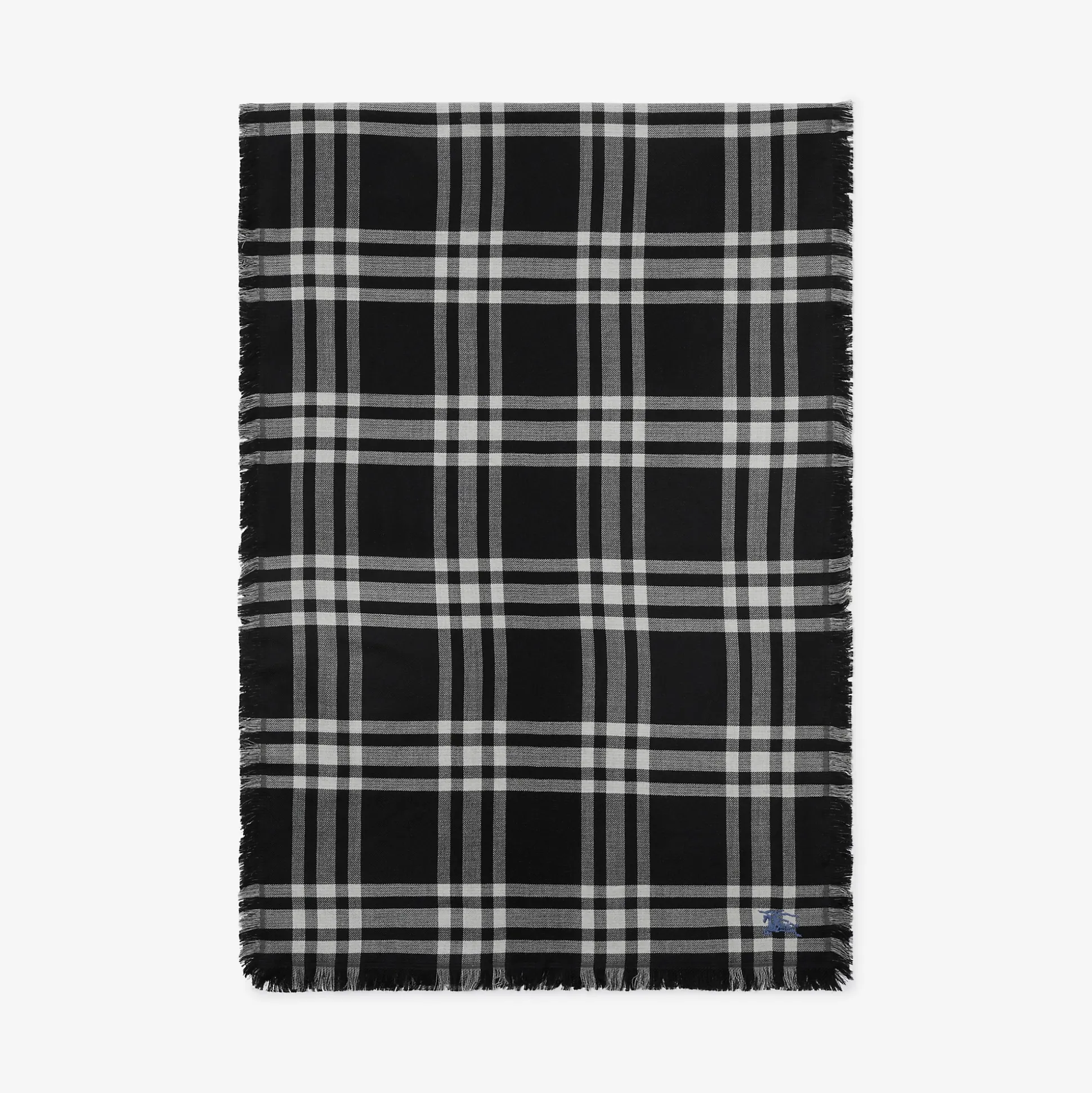 Cheap Burberry Reversible Check Wool Silk Scarf Black