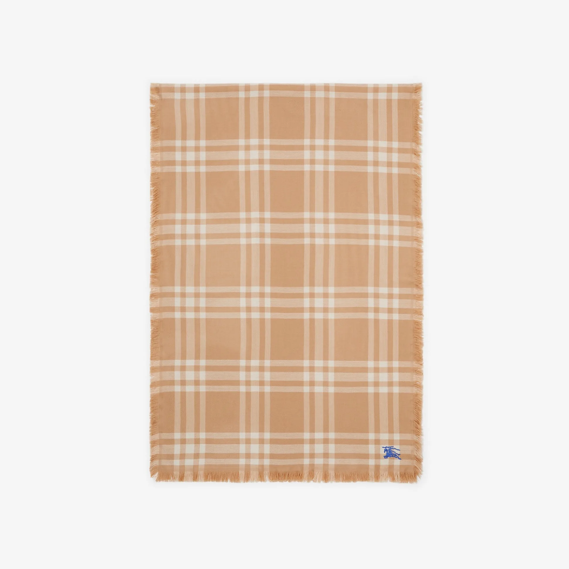 Clearance Burberry Reversible Check Wool Silk Scarf Camel