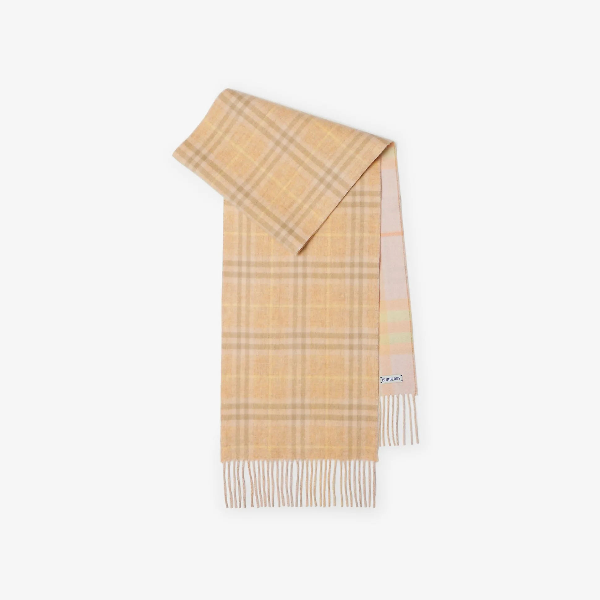 Best Burberry Reversible Contrast Check Cashmere Scarf Flaxmelange/cameo