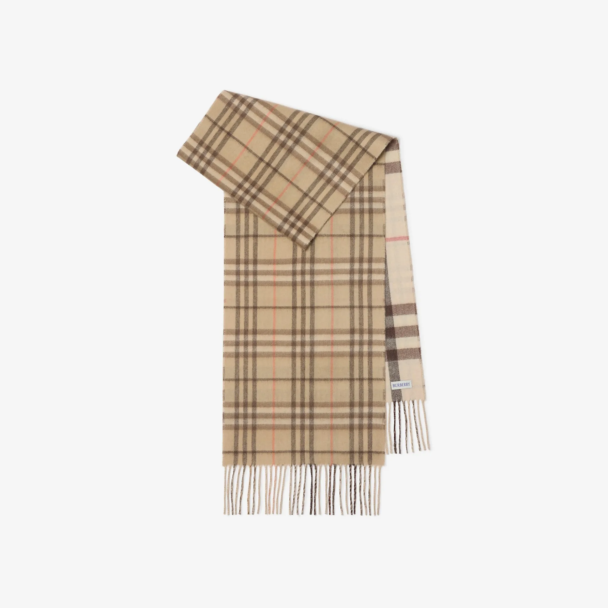 Best Burberry Reversible Contrast Check Cashmere Scarf Alabaster/wax