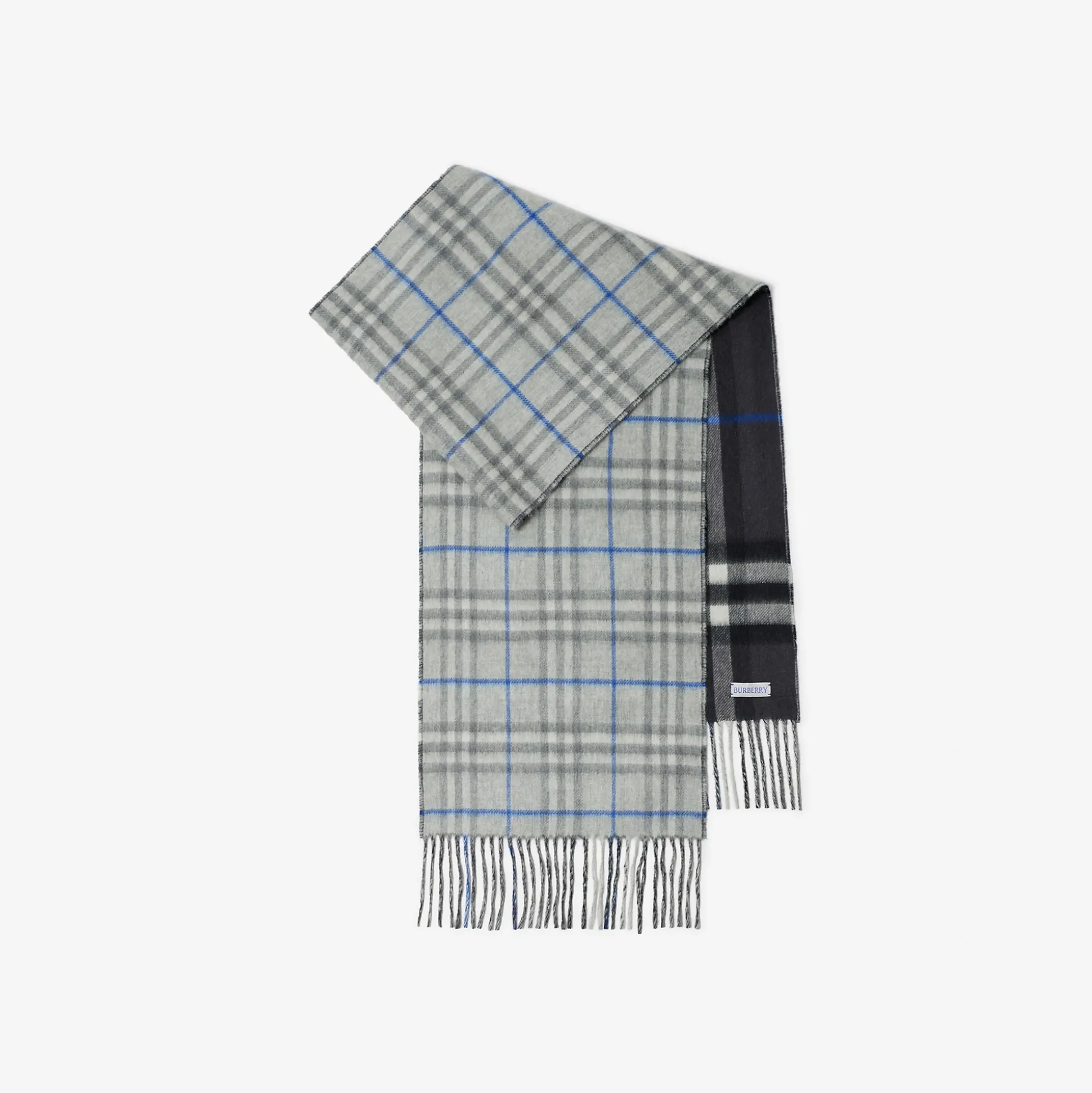 Cheap Burberry Reversible Contrast Check Cashmere Scarf Grey/offblack