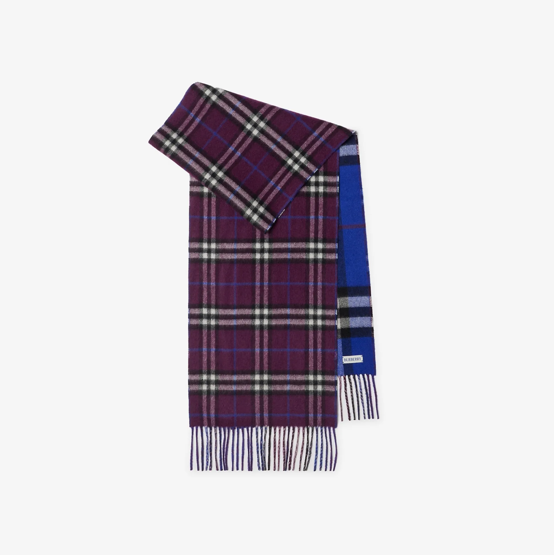 Outlet Burberry Reversible Contrast Check Cashmere Scarf Knight/pansy