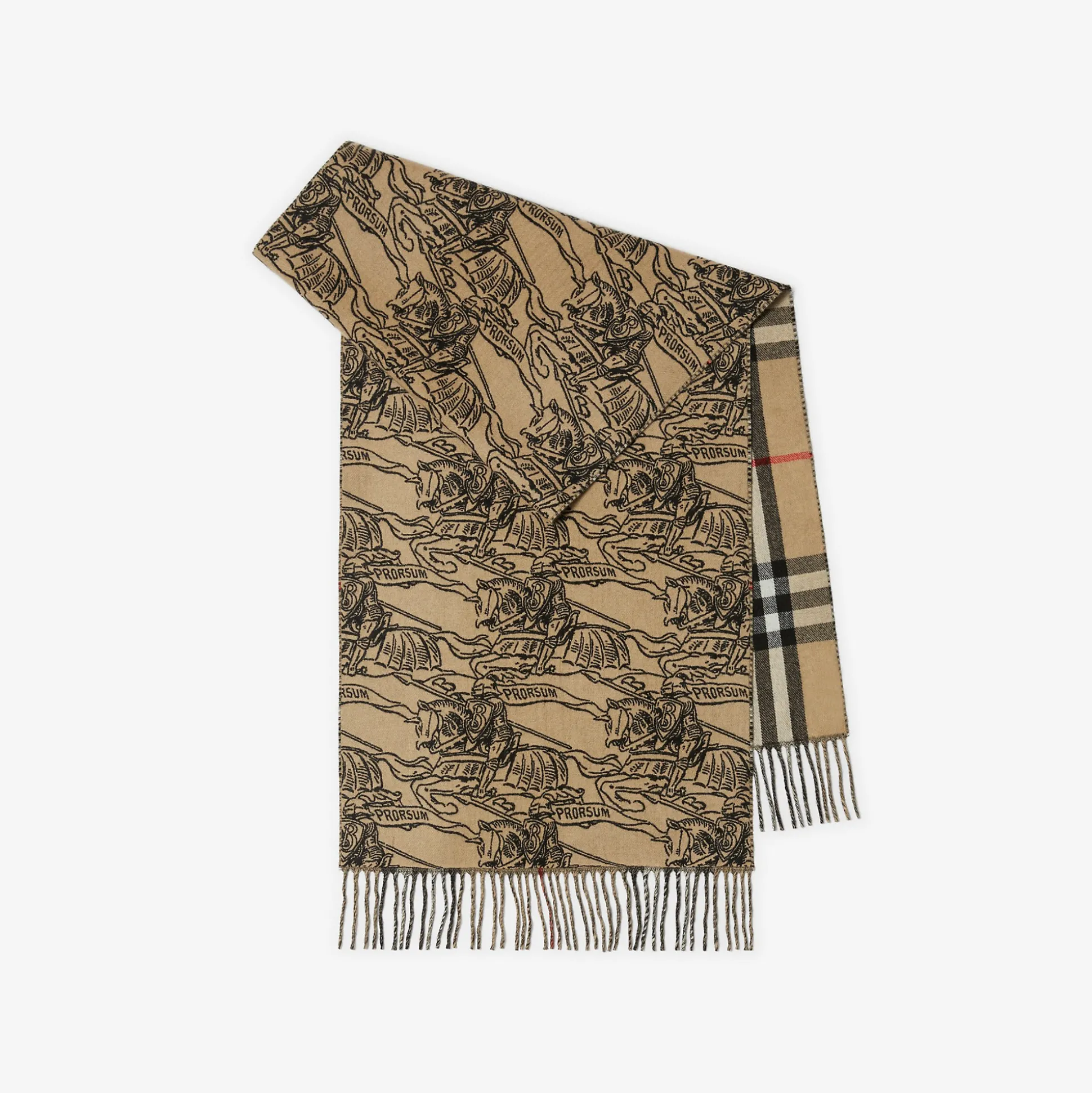 Store Burberry Reversible EKD Cashmere Scarf Archivebeige