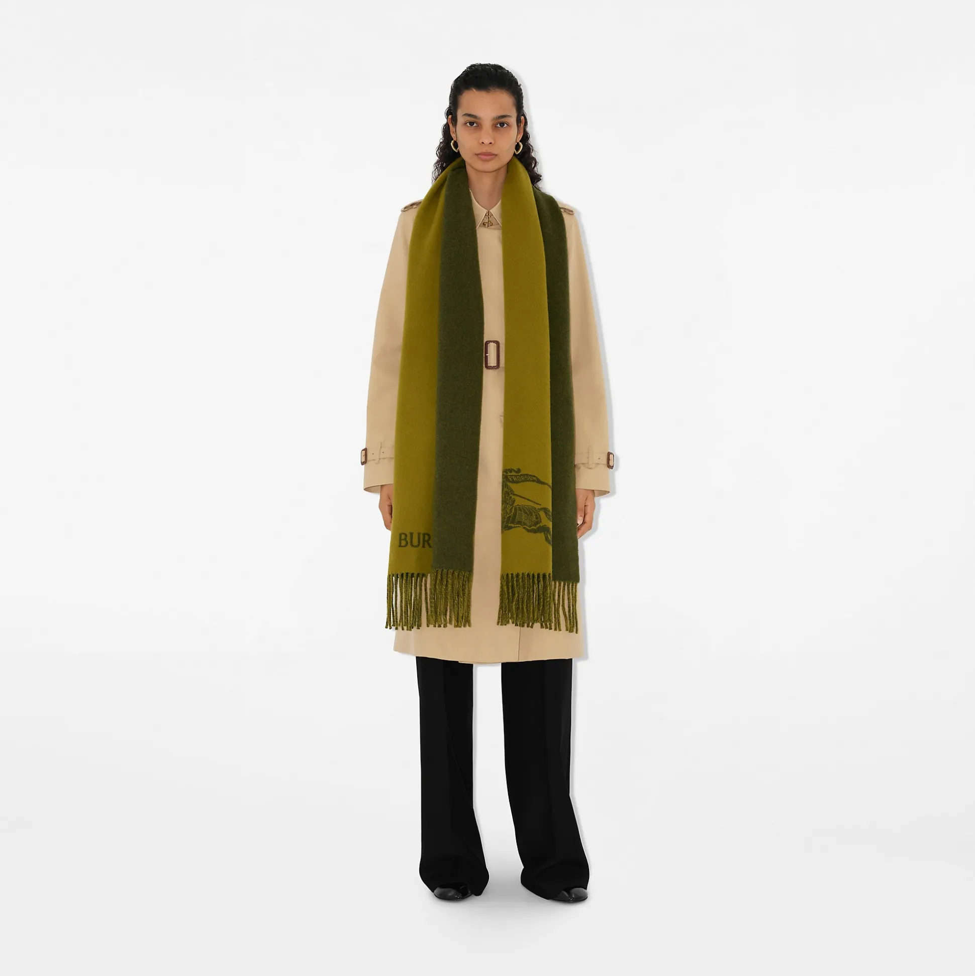 Best Sale Burberry Reversible EKD Cashmere Scarf Camp