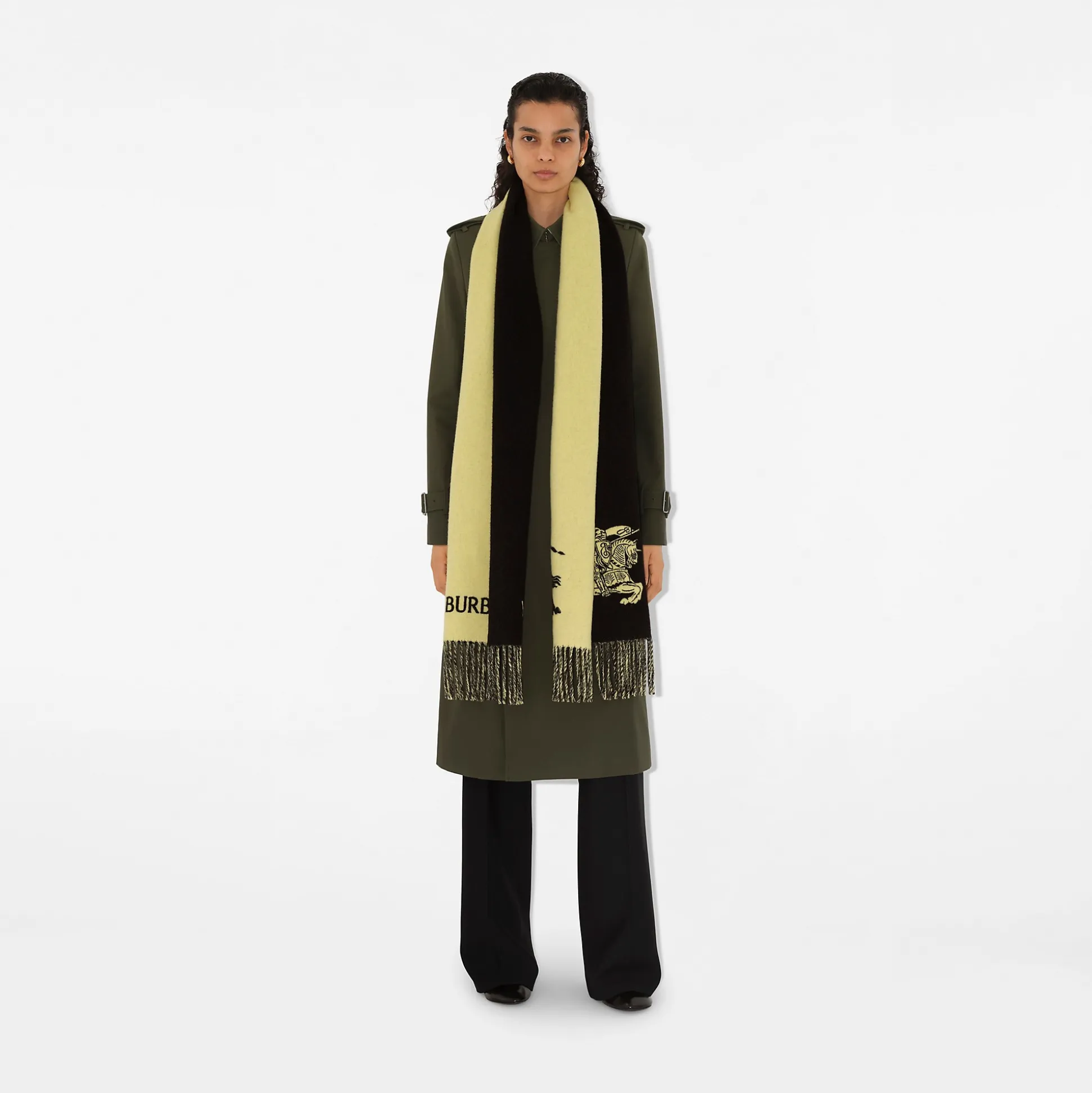 Store Burberry Reversible EKD Cashmere Scarf Straw