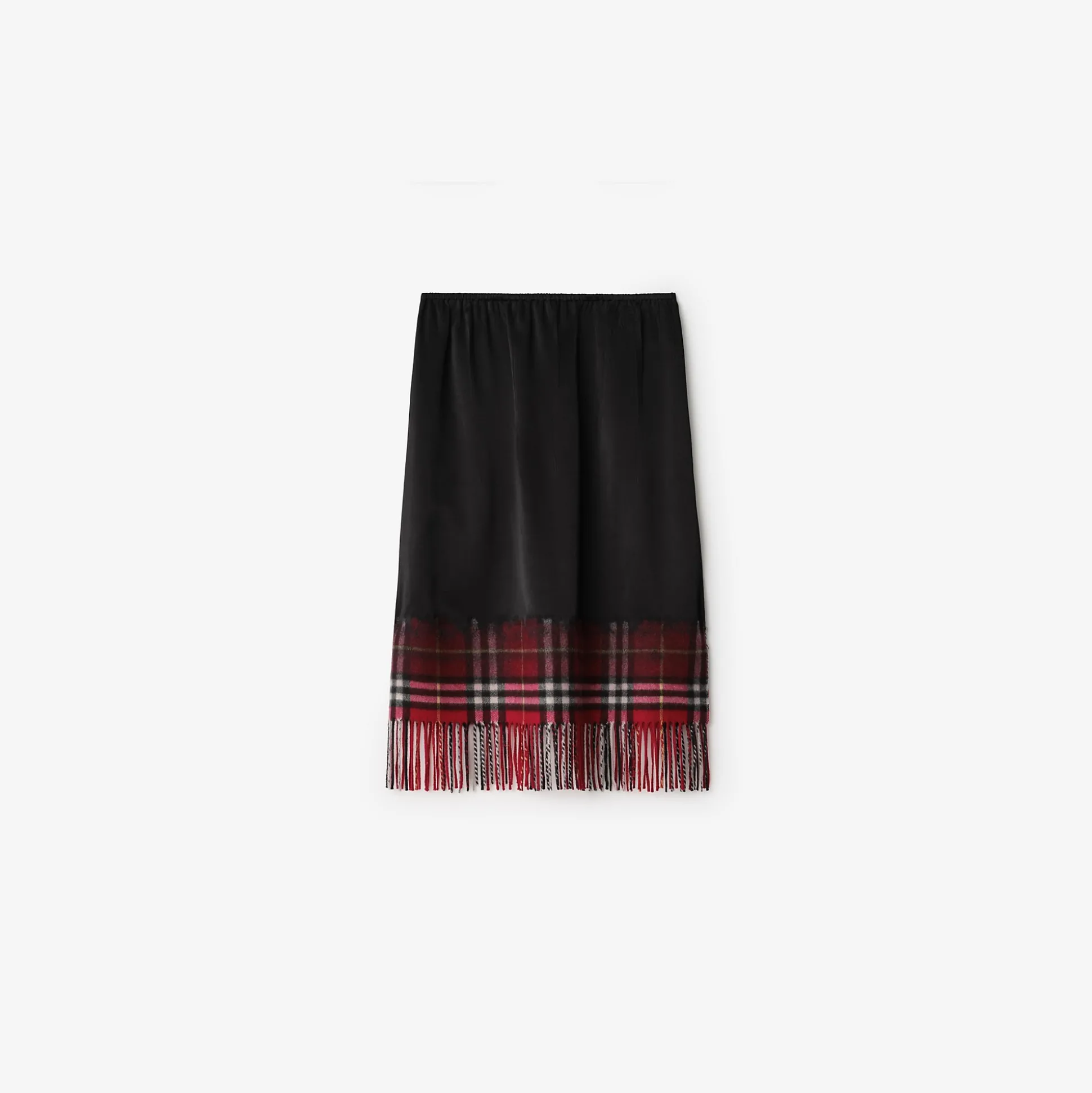 Sale Burberry Satin and Check Scarf Skirt Black