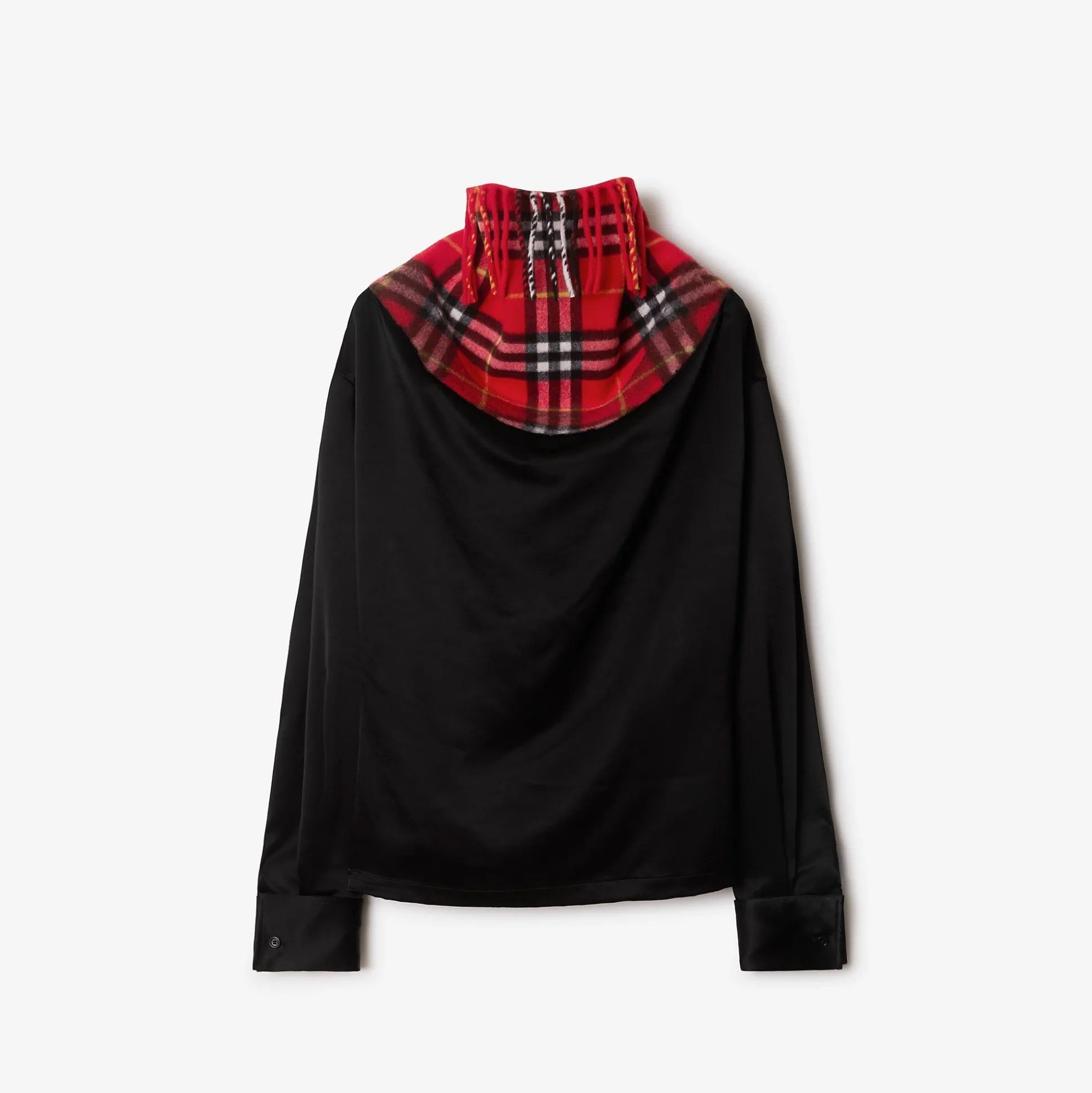 Cheap Burberry Satin and Check Scarf Top Black