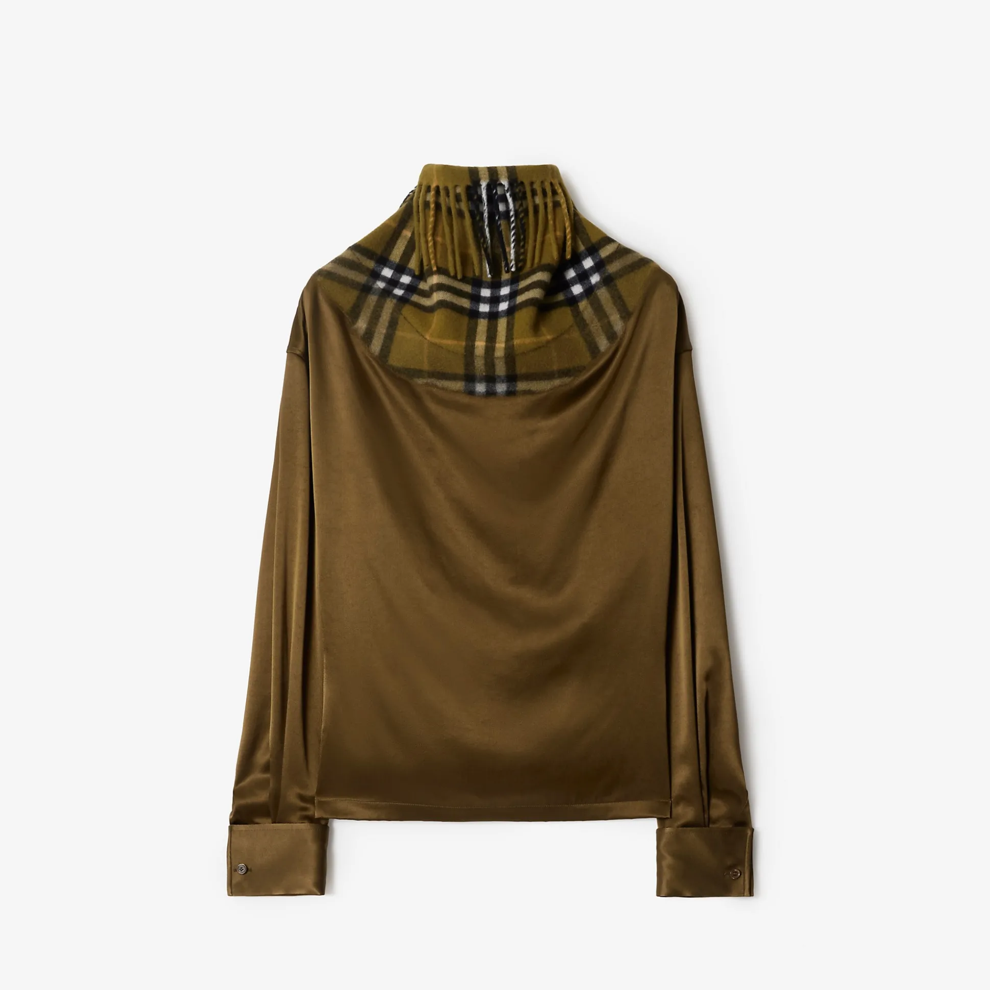 Best Burberry Satin and Check Scarf Top Camp